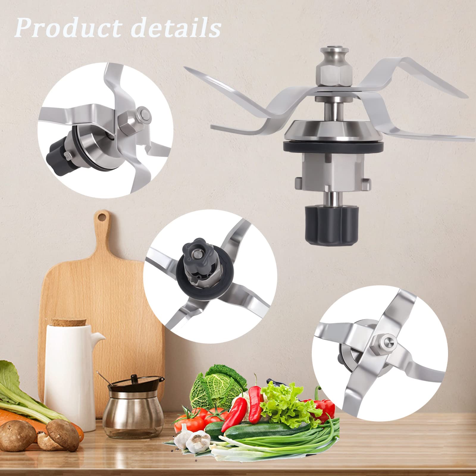Lame de Rechange Compatible Monsieur Cuisine Connect Smart,Acier Inoxydable | Couteau de remplacement avec joint et brosse de nettoyage, compatible Silvercrest Monsieur Cuisine Connect et Smart