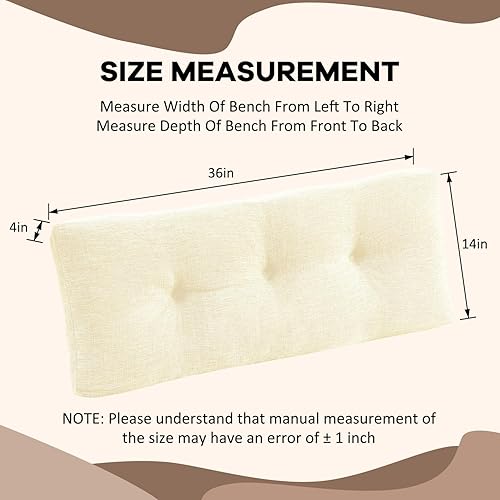 Miniatura 6 de downluxe Cojín de banco de interior para muebles de interior, cojín de asiento de banco de espuma viscoelástica con textura copetudo,