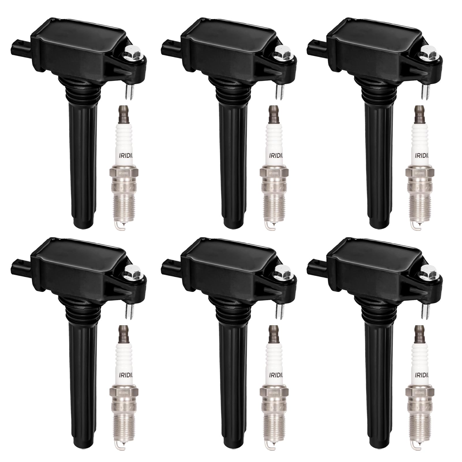 Set of 6 Ignition Coil Pack Spark Plugs Fits for Dodge Durango Journey Grand Caravan Jeep Cherokee Ram Promaster 1500 2011 2012 2013 2014 2015 2016 2017 3.6L V6 Coil Packs Spark Plugs Replaces# UF648