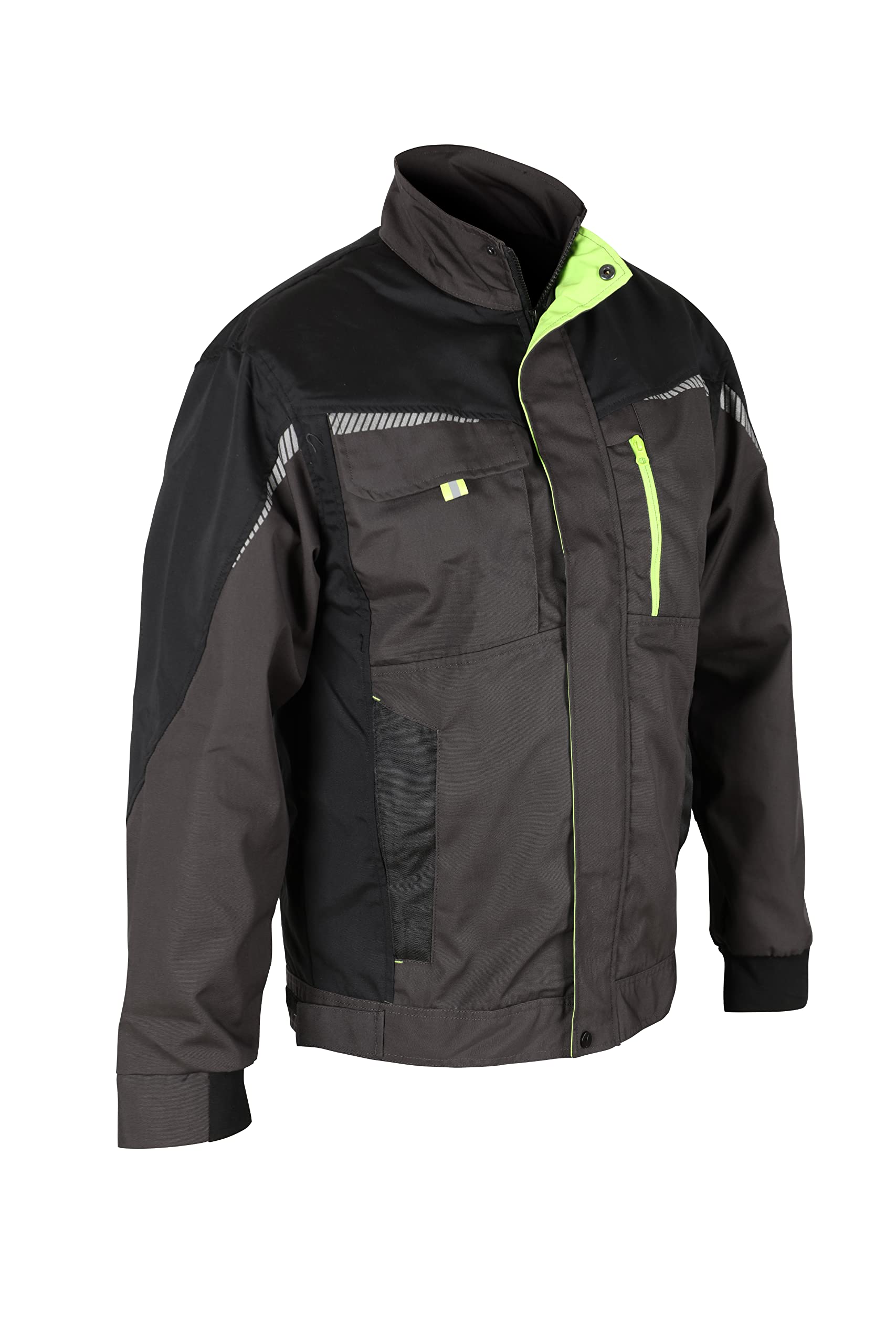 Stenso Prisma Arbeitsjacke Herren - Funktionale Arbeitsjacke Männer mit Zwei Unteren und Zwei Oberen Taschen, Verstärkten Schulterplatten, Reflektierenden Elementen, Bundjacke Herren Grau 54