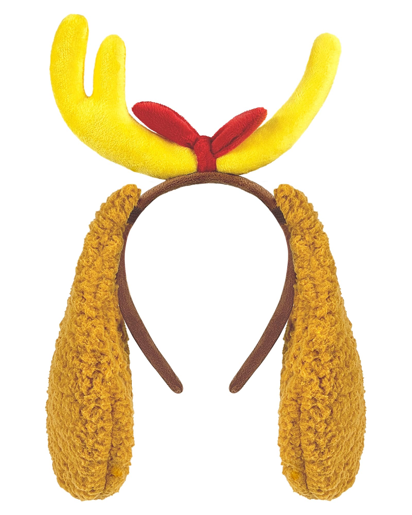 QLINLEAF Halloween Deer Antler Headband with Dog Ears Puppy Dog Ears Headband Reindeer Costume Accessories Christmas Party Favors Women Men