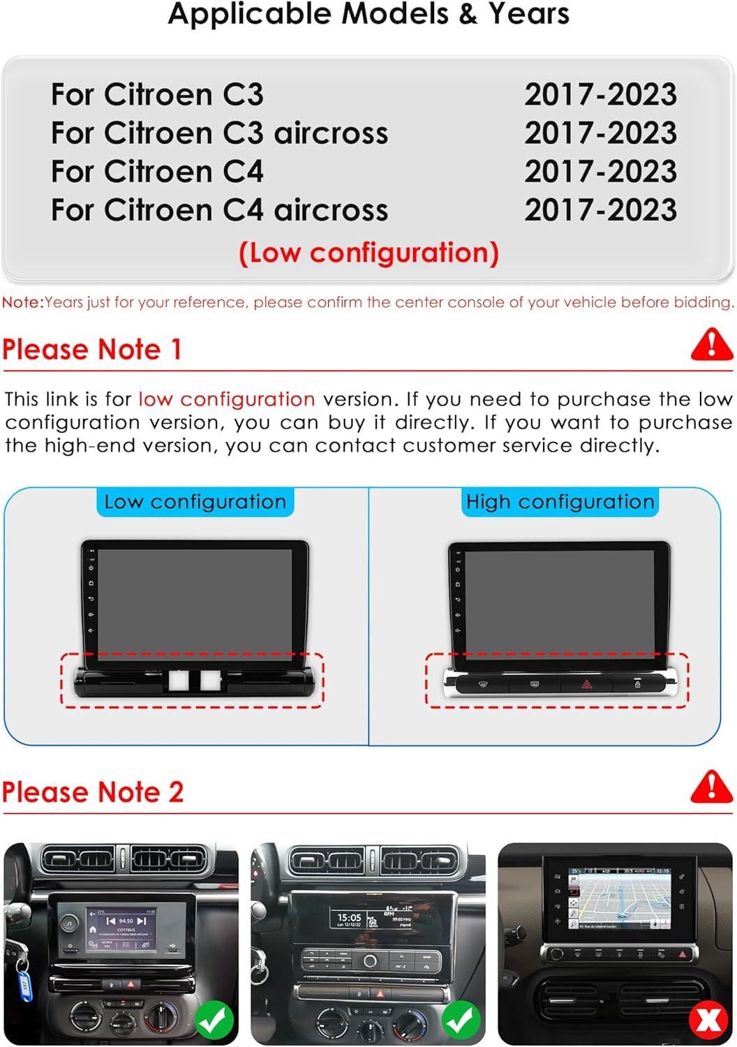Android 14 9 pollici autoradio per Citroen C3/C3 aircross 2017-2023 per Citroen C4/C4 aircross (Brazil) 2017-2023 supporta auto wireless carplay/Android, controllo volante, WLAN/4G, AM/FM 4 core 2G