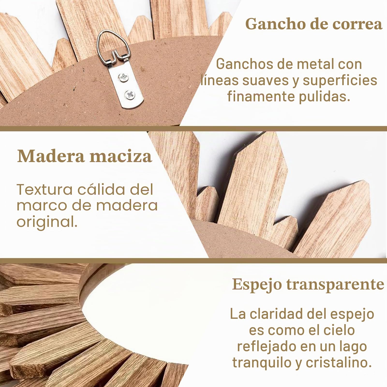 Espejo de pared pequeño redondo Ø50 cm con marco de madera flotante, espejo con marco de madera rústico en marrón natural para estilo campestre/costero/bohemio, para baño, sala de estar