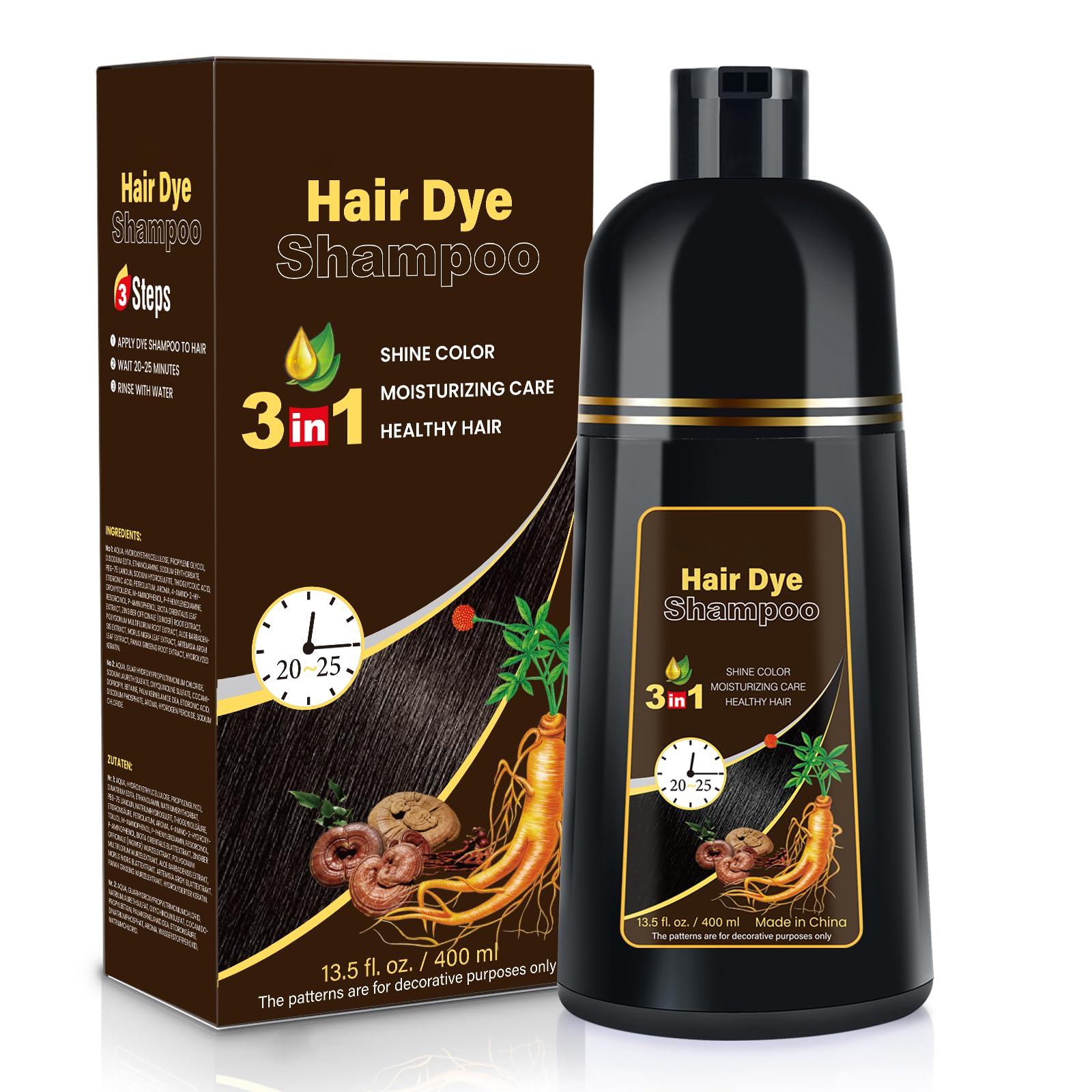 Amazon.com : Cosmpro Dark Brown Natural Hair Dye Shampoo 3 in 1