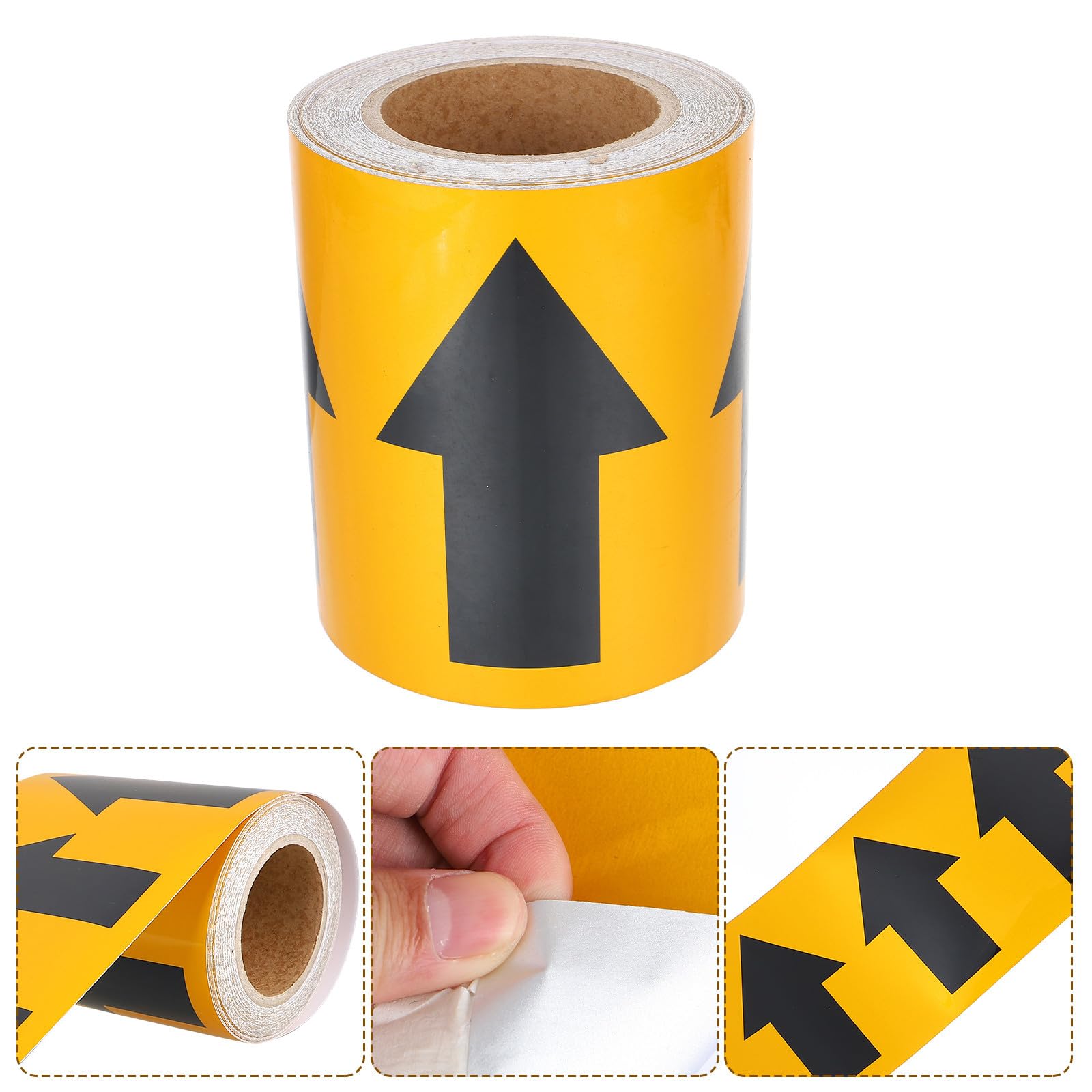 Pegatinas de Señalización de Flecha en Pvc Negro Película Reflectante, Fácil y Conveniente de Usar para Marcar Tuberías y Conductos Industriales