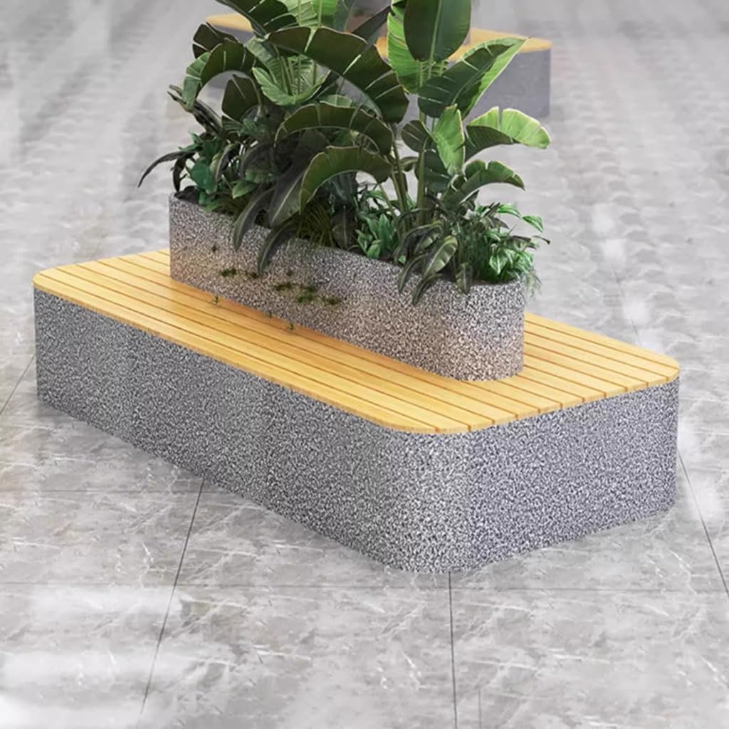Patio Furniture Bench Outdoor Imitation Terrazzo Flower Box Seats, Benches, Outdoor Flower Bed Combinations, Commercial Street Square Restaurants Outdoor Bench(Color:B)