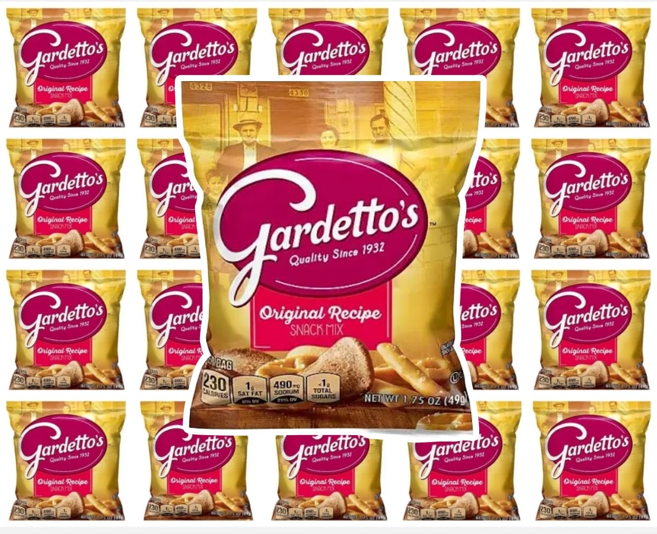 Gardetto- Snack Mix, Original Recipe, Snack Bags, 1.75 oz, (Pack of 21) in MOOCHI Packaging