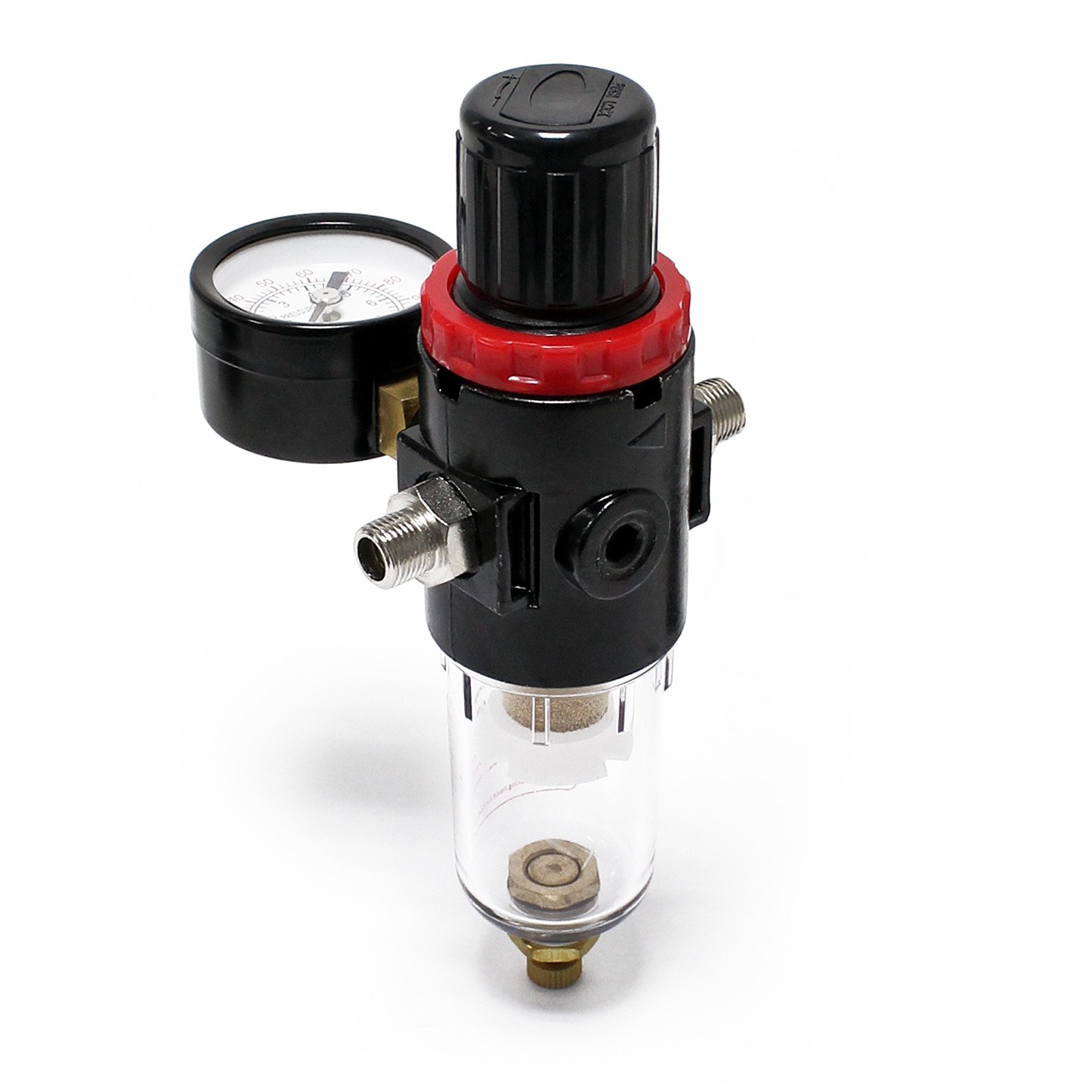 Wiltec Black Spare Part Airbrush Compressor Pressure Regulator & Filter W/Gauge&Water Separator 7Bar 2X9.51mm
