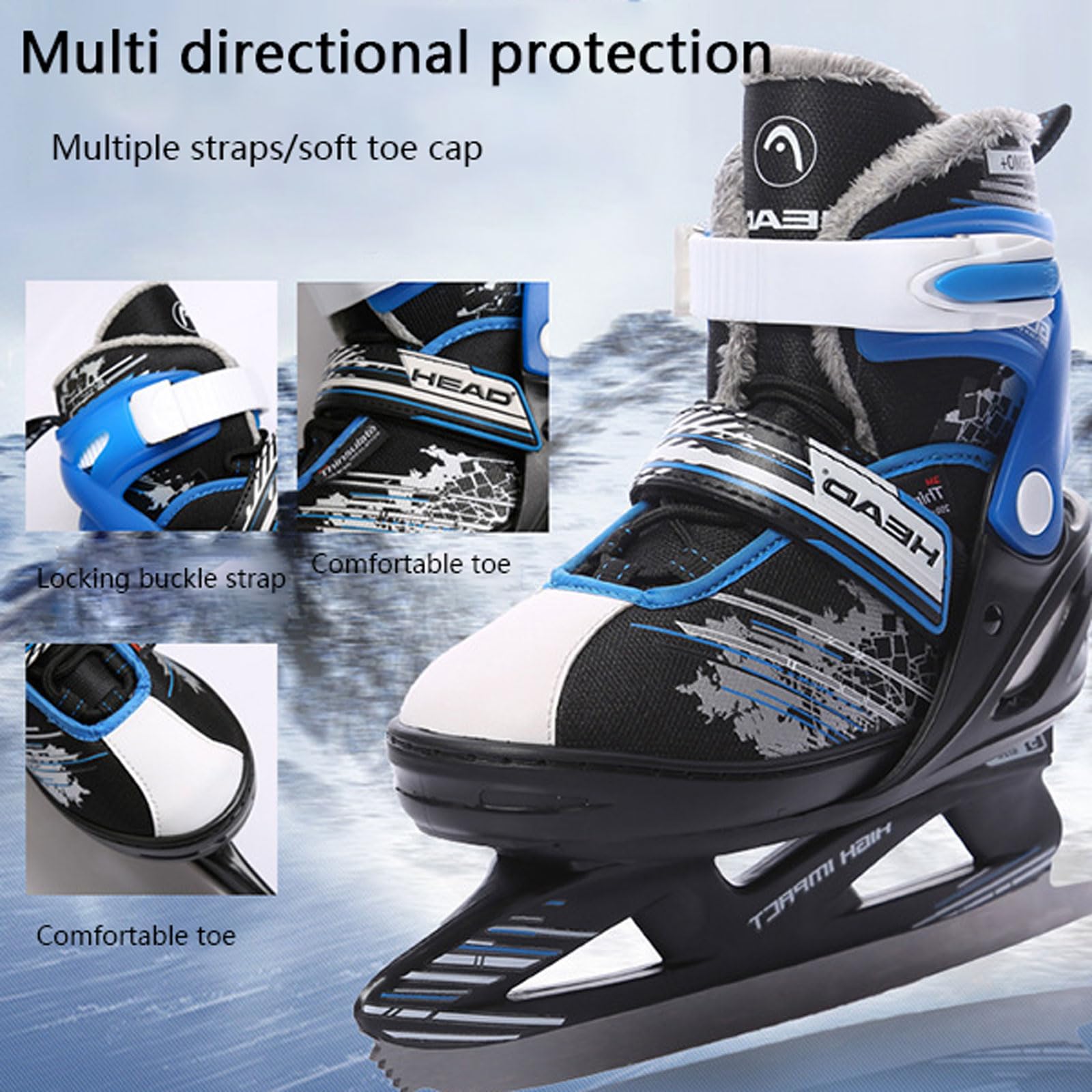 Patins à Glace Homme/Femme/Enfant,Patins à Glace Enfants Chic,4 tailles réglables,Patin a Glace Loisir Polyvalent,Confortables et Endurants,Patins à Glace pour Femmes,Enfants et Jeunes