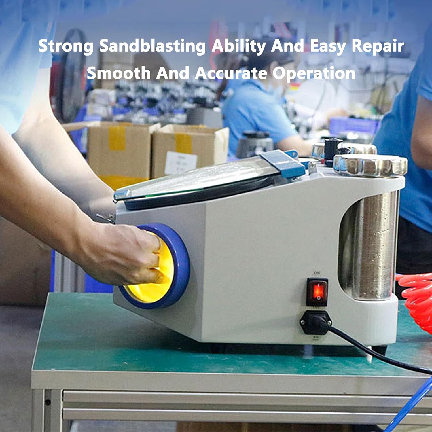 Dual Pen Sandblaster, LED Professional Den-tal Sandblaster with Foot Switch Control, Adjustable Sandblasting,for Porcelain Teeth, Jewelry