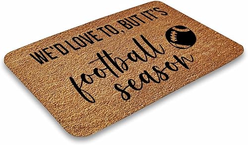Miniatura 4 de Felpudo de fútbol con texto en inglés We d Love to But Its, tapete de fútbol para puerta, divertido tapete de otoño, decoración del hogar, tapete