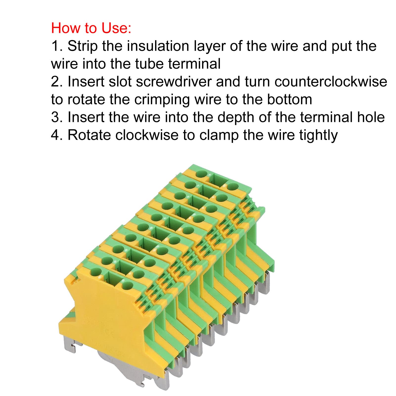 Morsettiere per guida DIN da 50 pezzi, morsettiere a crimpare elettriche con messa a terra a 2 canali Modulo di distribuzione a blocchi USLKG‑2.5