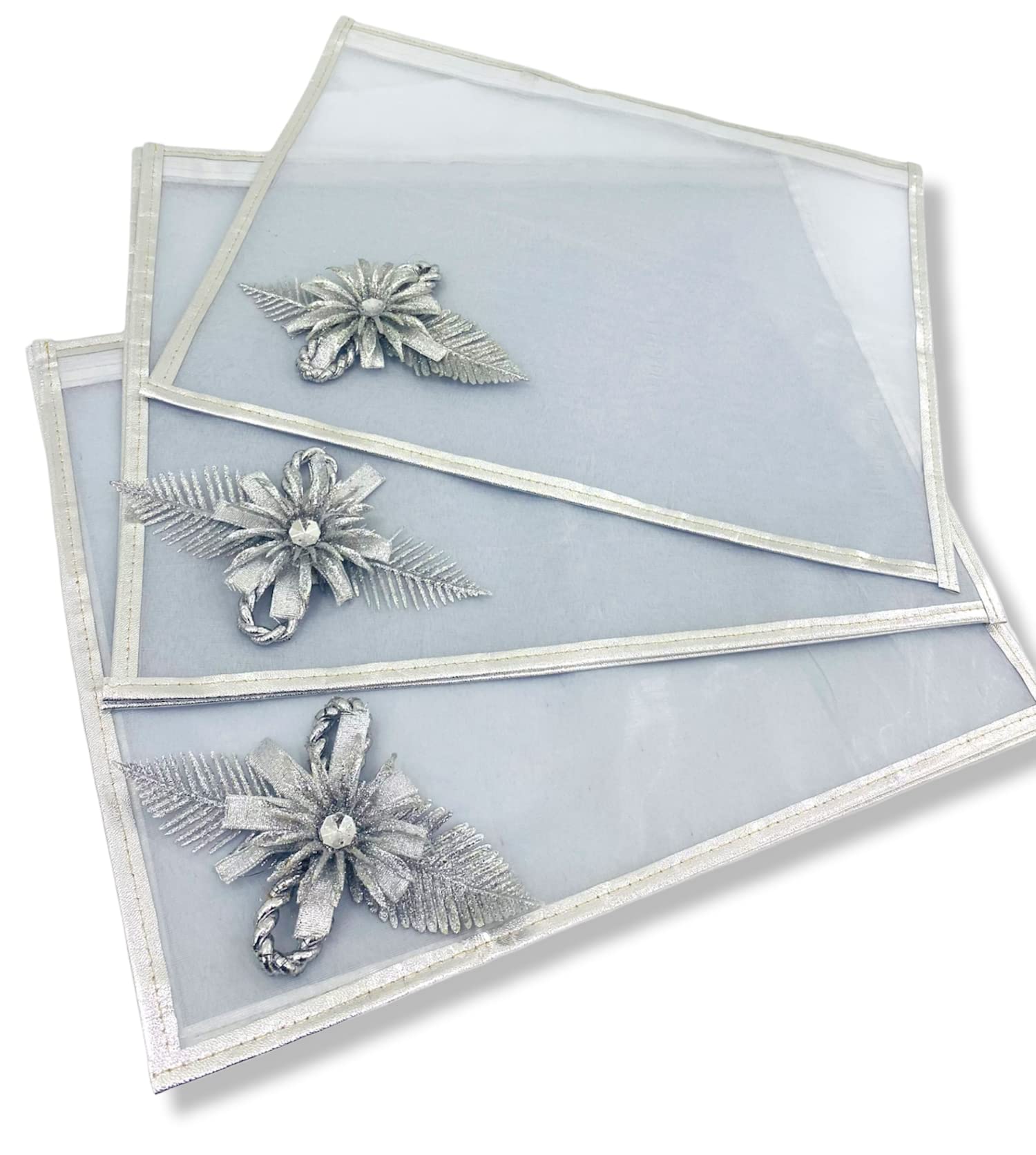 RAAHII Single Saree Cover/Suit Packing 5 Piece Transparent PVC Decorative Flower Cloth Packing Bag Organizer for Wardrobe Storage or Wedding Gifting (Silver) (B0BCVVWCYG) Amazon Price History, Amazon Price Tracker