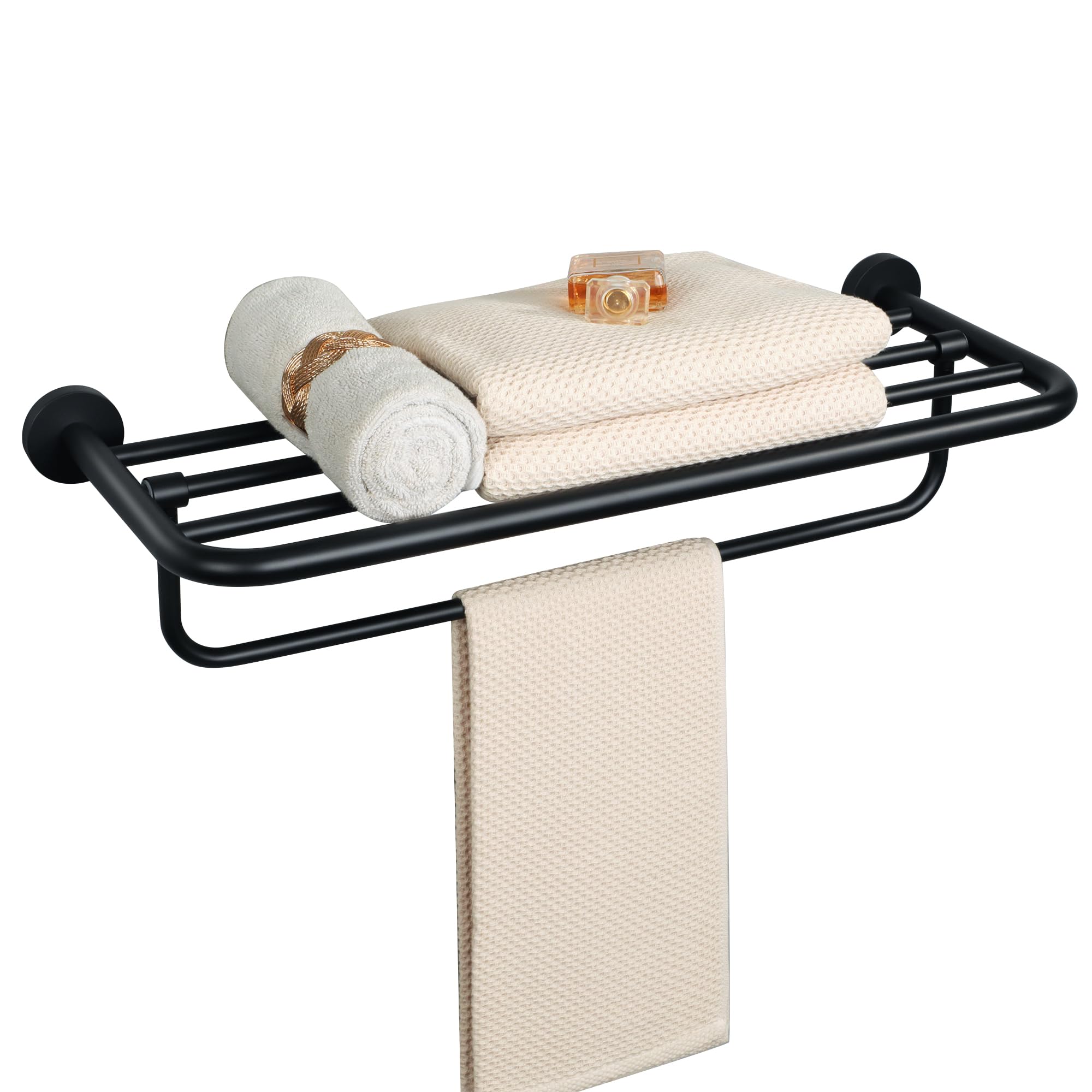 Alise 24 Inch Towel Racks for Bathroom, SUS 304 Stainless Steel Towel Rack Wall Mounted with Tower Bar, Heavy Duty Towel Shelf Bathroom Towel Rack (Matte Black)