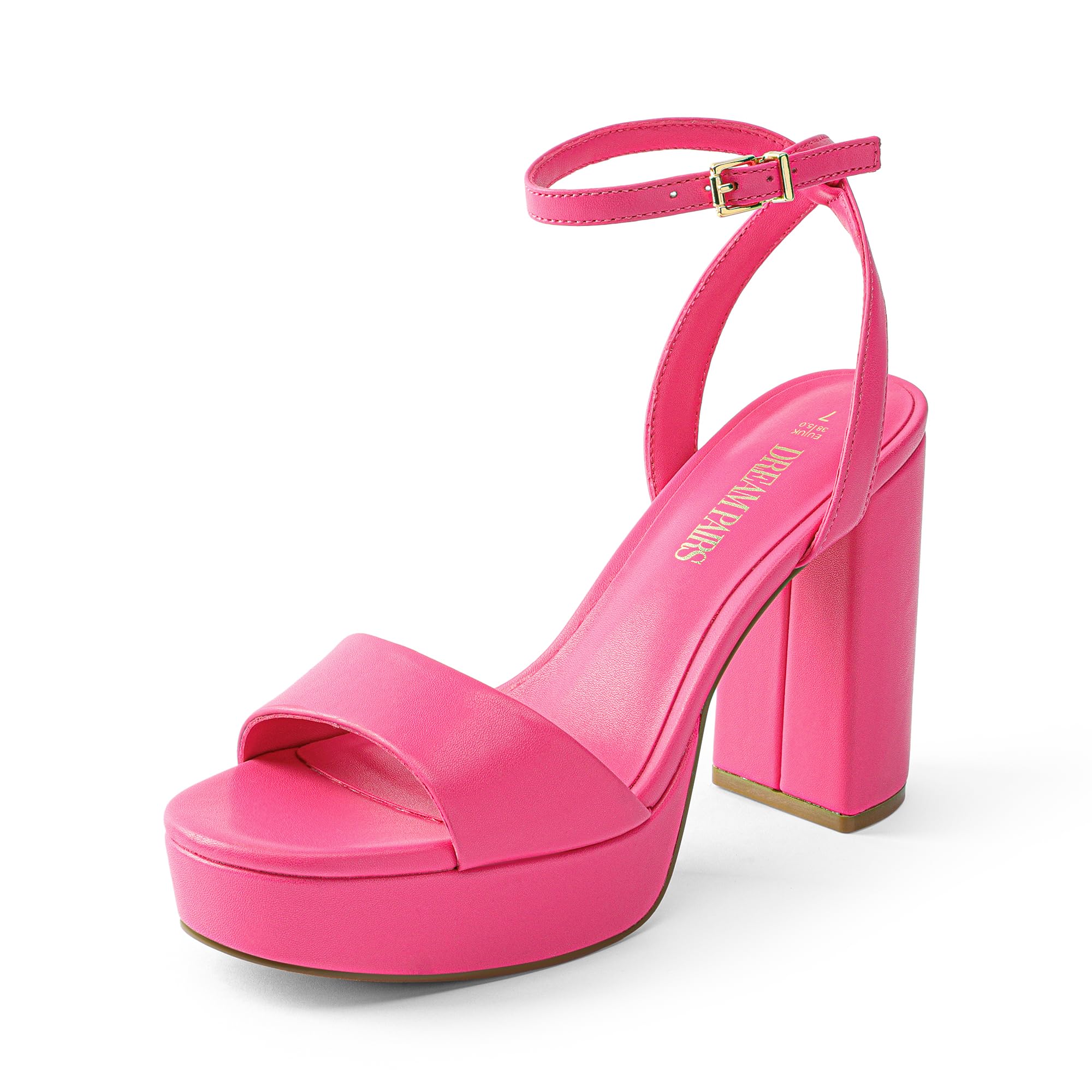 DREAM PAIRS Platform High Heels for Women Chunky Round Open Toe Ankle Strap Stylish Heeled Sandals for Party Prom Wedding