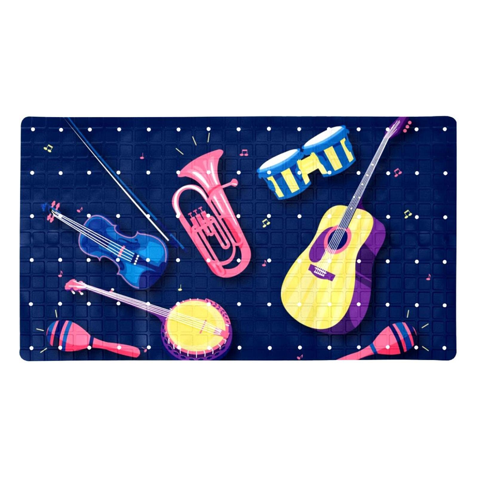 Tapis de baignoire antidérapant pour enfants thème guitare et violon pour un bain ludique