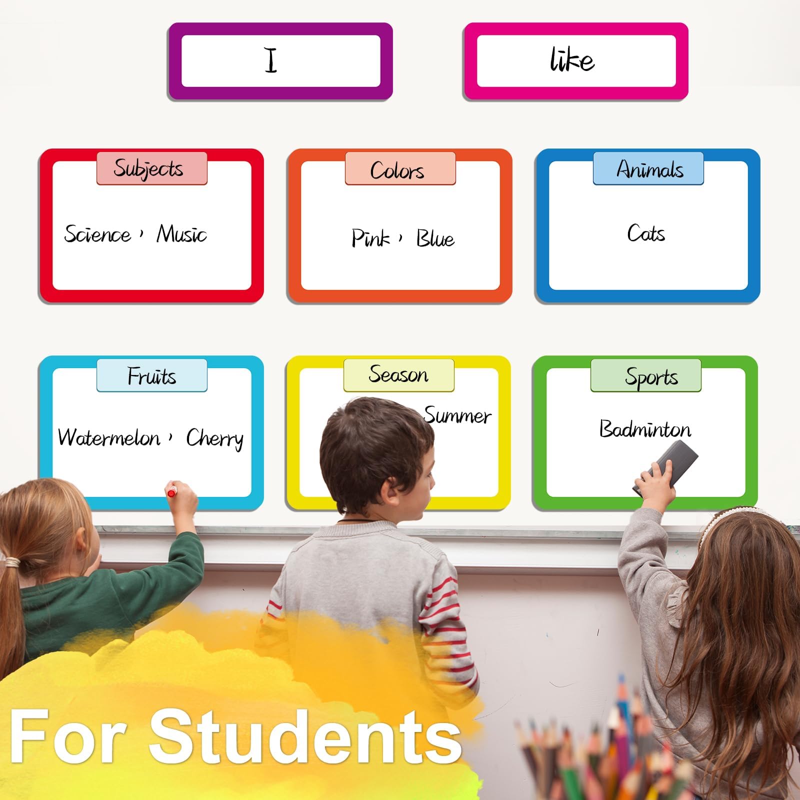 8PCS Magnetic Dry Erase Label Write & Wipe Paper Organization Chart for Classroom Whiteboard Goals Targets Teacher Organizations Objectives Board Bright Colorful Learning Magnets for School Supplies - Image 5