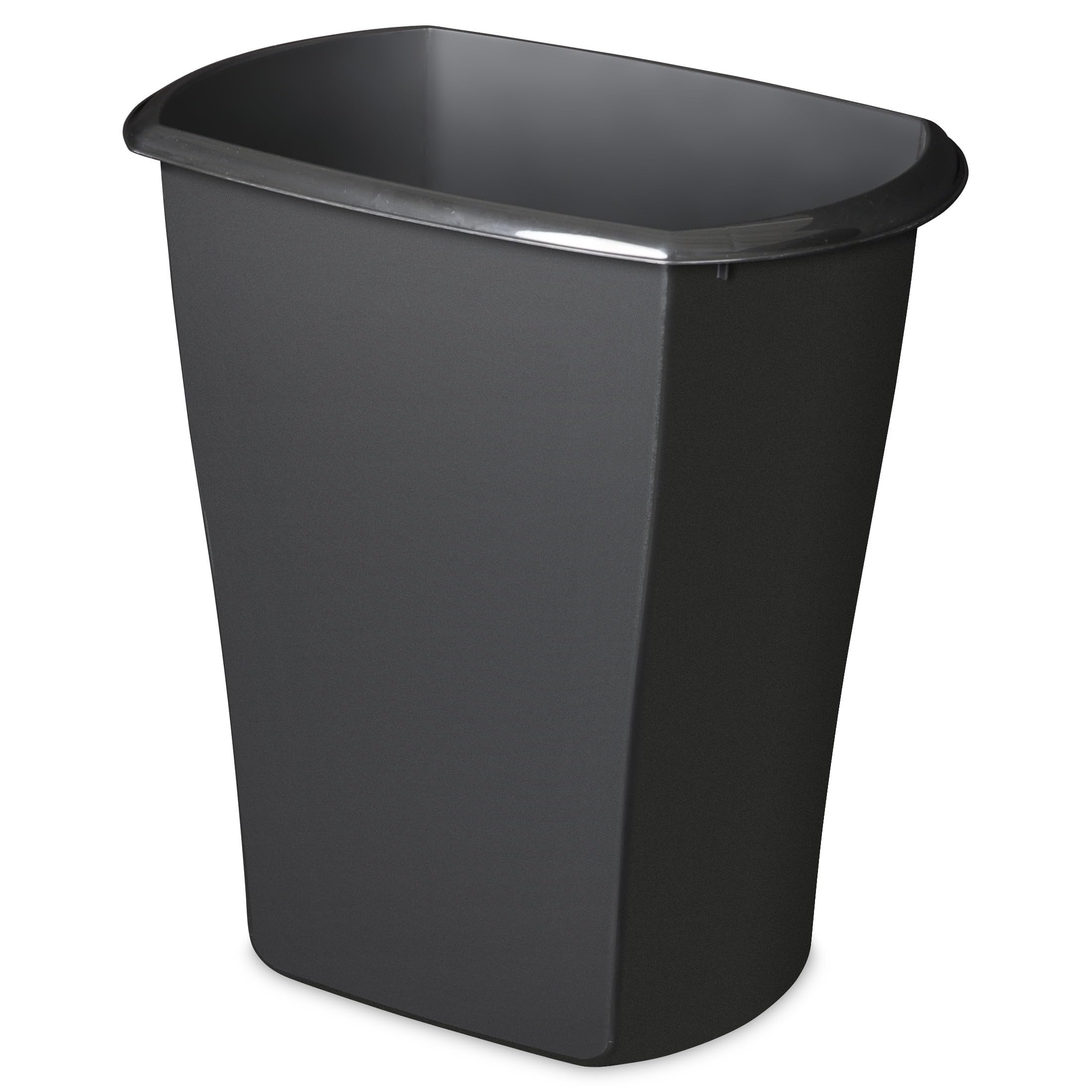 5 5 Gallon Bathroom Trash Can - Small Black Plastic Garbage Bin No Lid Space Saving Design for