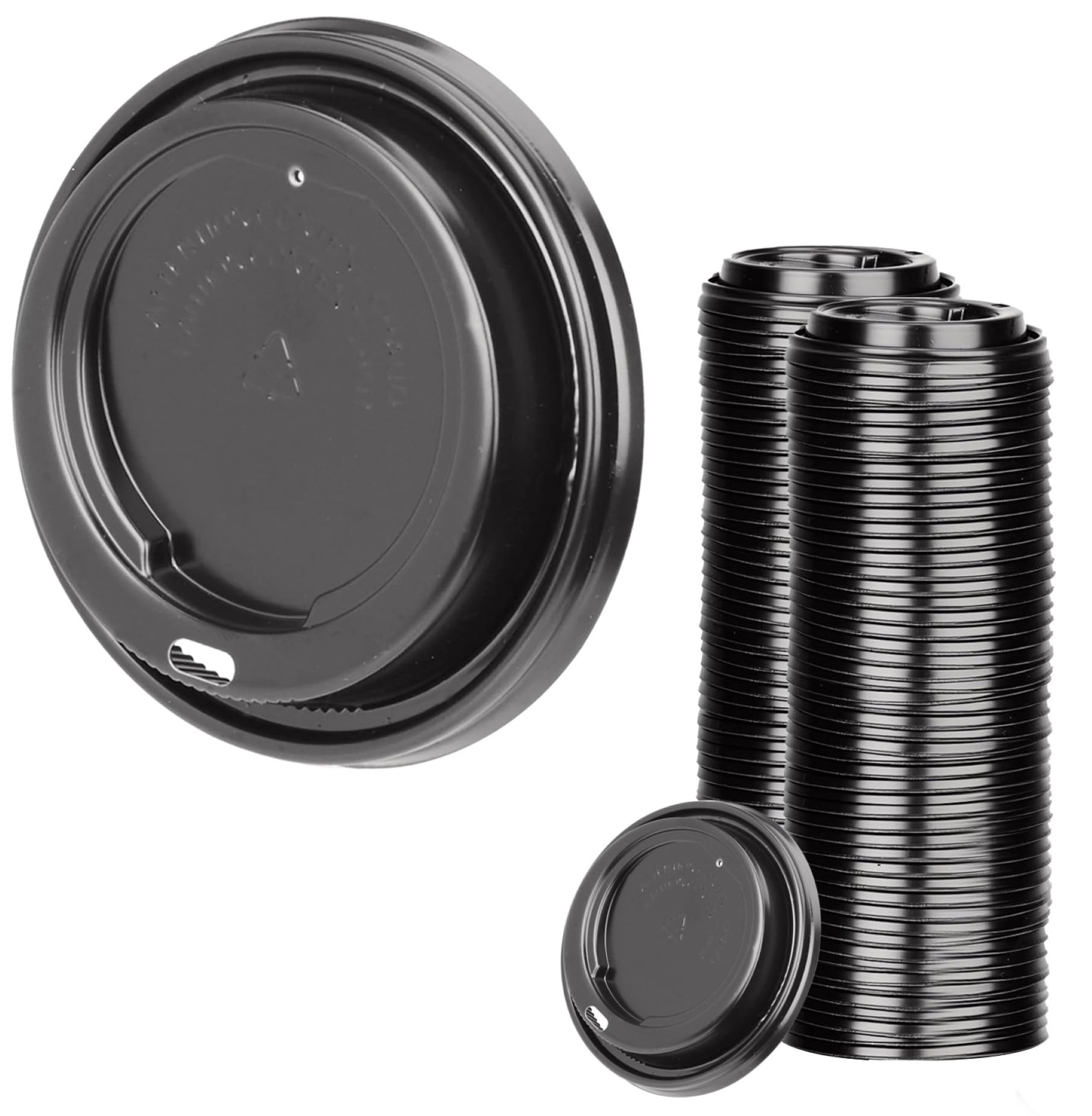 Signature Packaging - Ripple Coffee Cup Lids 100 Pack - 12oz, 16oz (345ml, 473ml) - Black