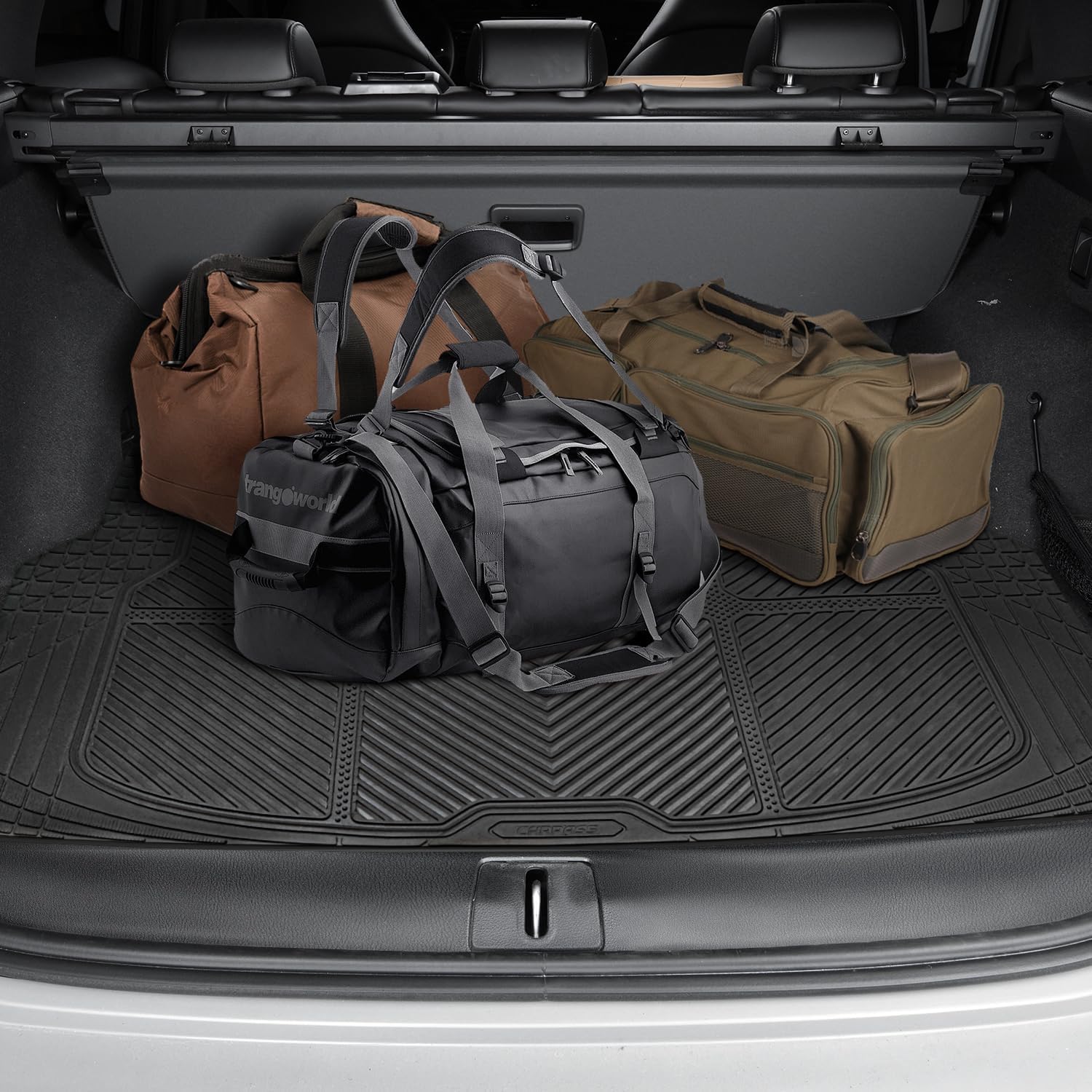 CAR PASS Floor Mats for Cars M-L Size, Heavy Duty Rubber Floor Mats with Trunk Cargo Liner, Universal Trim-to Fit Automotive Floor mats for Truck Van SUV Waterproof All Weather Car Mats Solid Black - Image 6