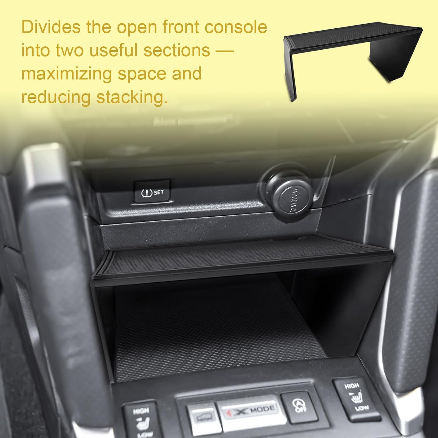 Center Console Organizer Shelf Compatible with Subaru Forester 2013 2014 2015 2016 2017 2018 Accessories, Front Console Storage Compartment Gear Shift Divider, ABS Dual-Layer Insert Tray