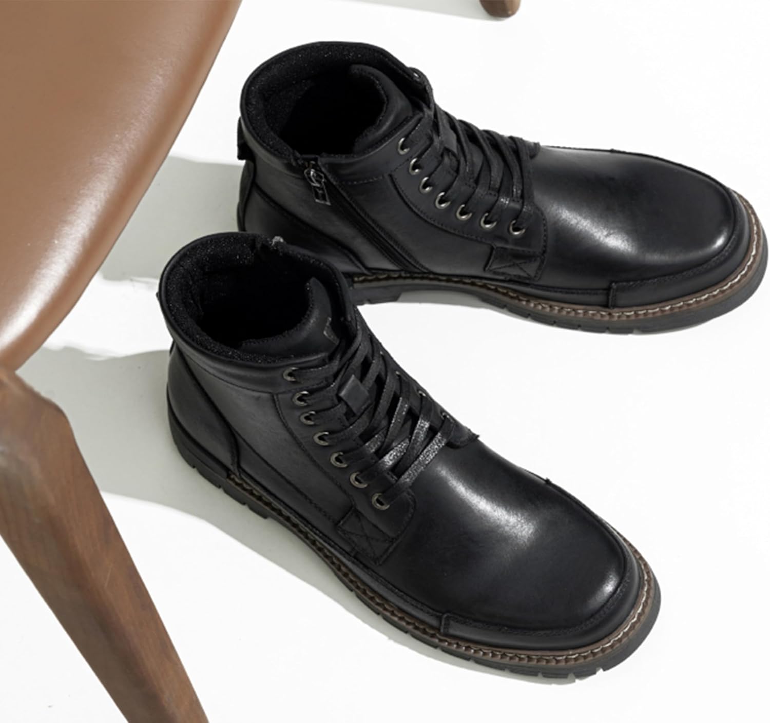 Jousen Mens Boots Casual Motorcycle Boot for Men Chukka Zipper Combat Botas Para Hombre Fashion - Image 8