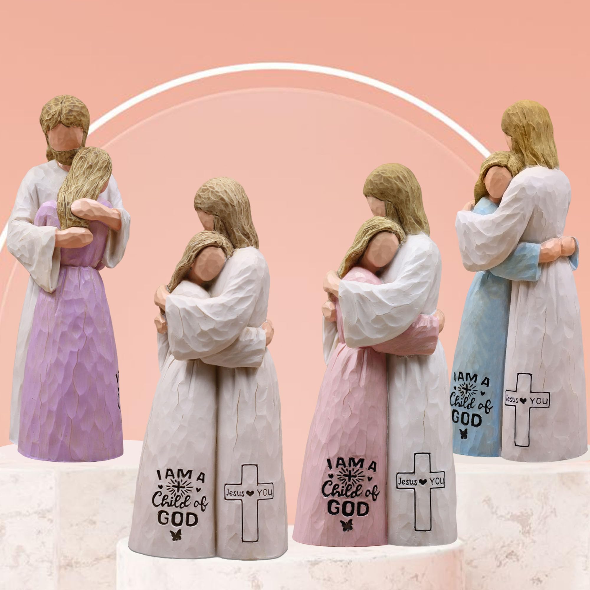 Jesus Embracing Woman-Christian Gifts for Women, Religious Gifts for Women, Baptism Gift for Girl, Sculpted Hand-Painted Figurine