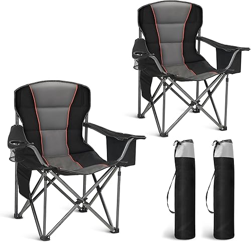 HIGH POINT SPORTS Silla plegable de campamento de gran tamaño, sillas de césped portátiles resistentes, sillas plegables para exteriores con