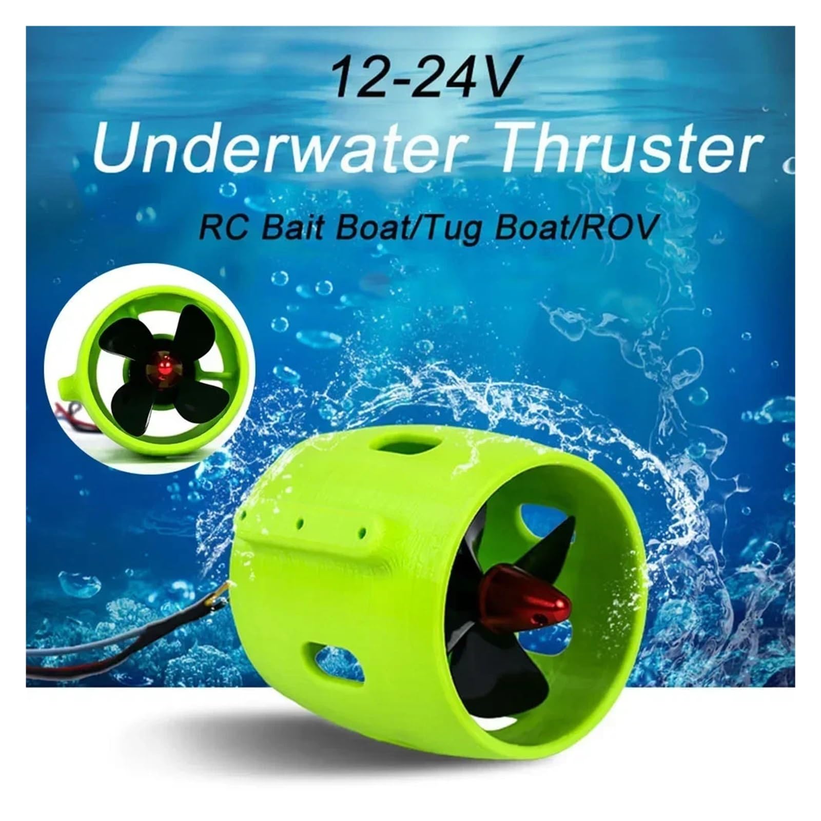 12-24V 20A Brushless Motor 4 Blade Underwater Thruster RC Bait Boat Accessory Powerful