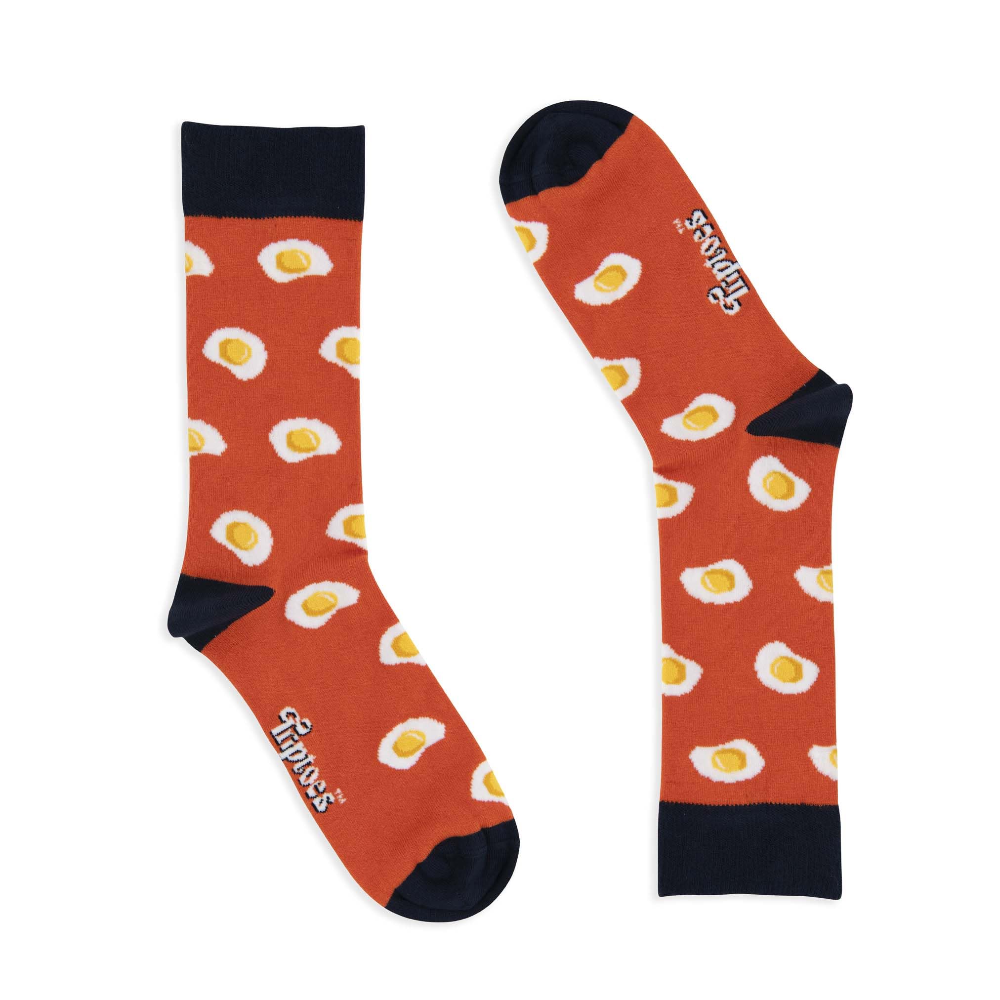 Triptoes Men's Fried Eggs Orange (Uk Size 7-11) Funky Socks - Uk Novelty Colourful Bamboo British Socks, 7-11