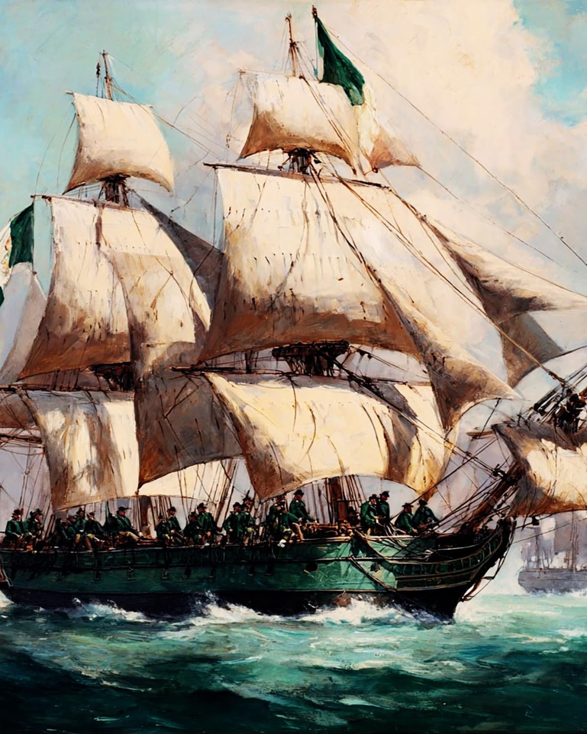Liubaishi Multicolour Paint By Numbers Kit For Adults, Sailing Ship Theme, 40X50 Cm, Acrylic On Canvas