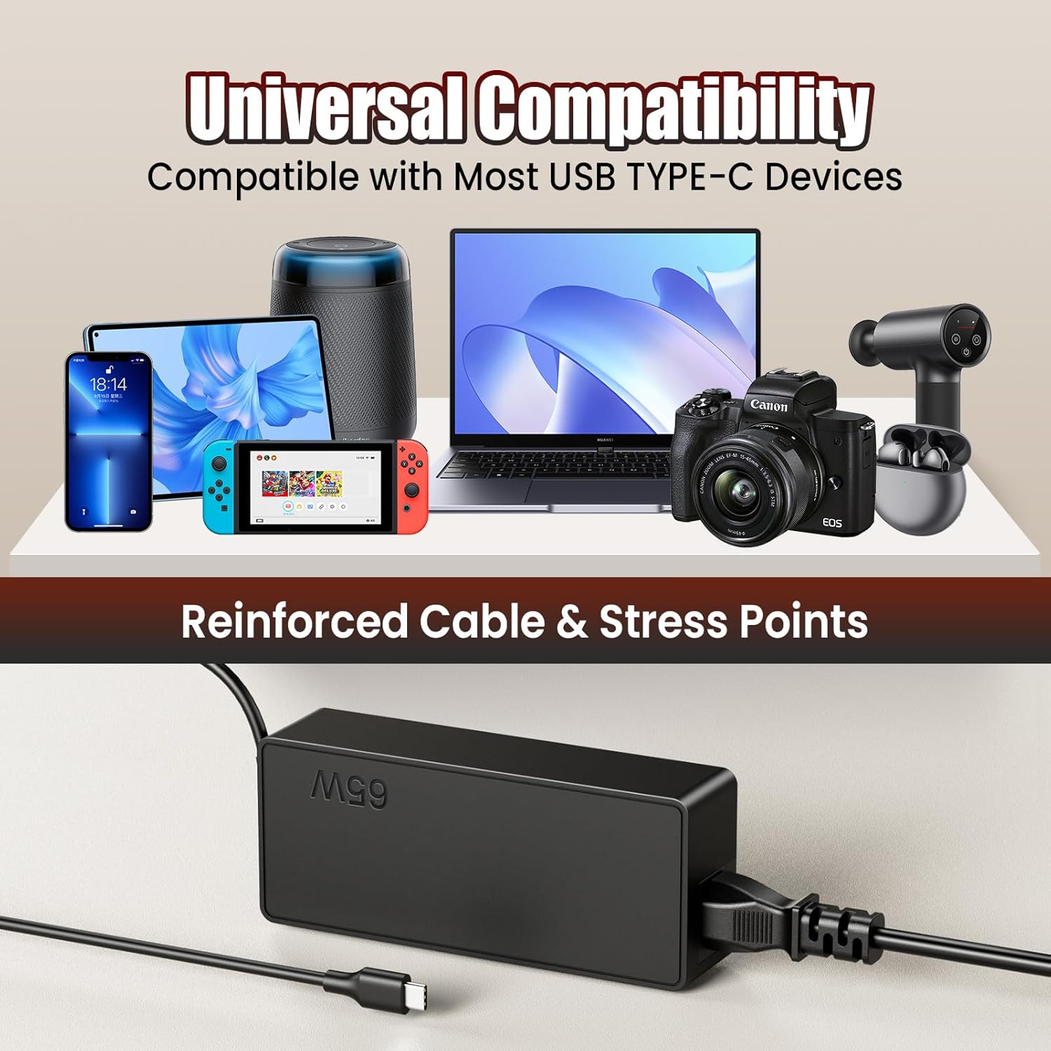 90W USB C Laptop Charger Compatible with MacBook Pro/Air, Lenovo ThinkPad Yoga, HP Spectre Envy, ASUS Chromebook ZenBook, Huawei MateBook, Xiaomi Notebook Type C Fast Charging Adapter 90W USB C PD Charger image 3 of 7 B07D3Y8B6F