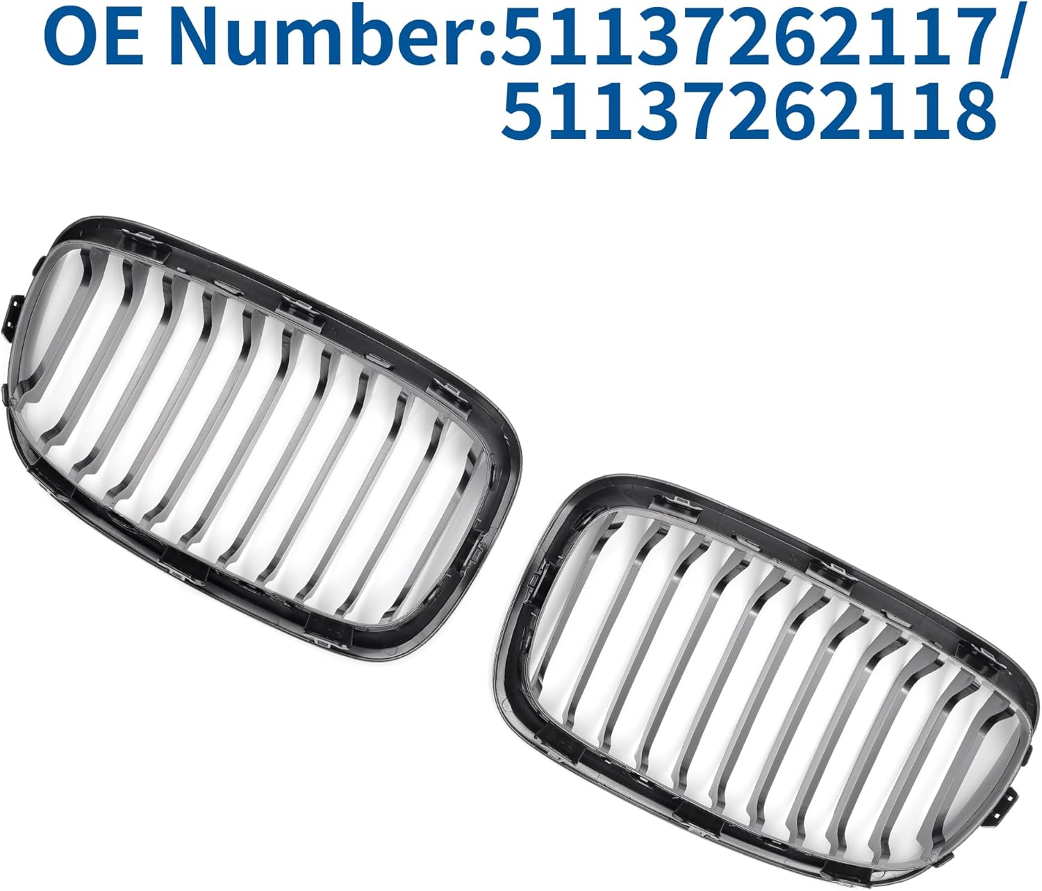 X AUTOHAUX No.51137262117/51137262118 Front Upper Hood Bumper Grille Grill for BMW 1 Series F20 2011-2014 Front Upper Bumper Kidney Grille Grill Signal Slat Gloss Black 1 Pair