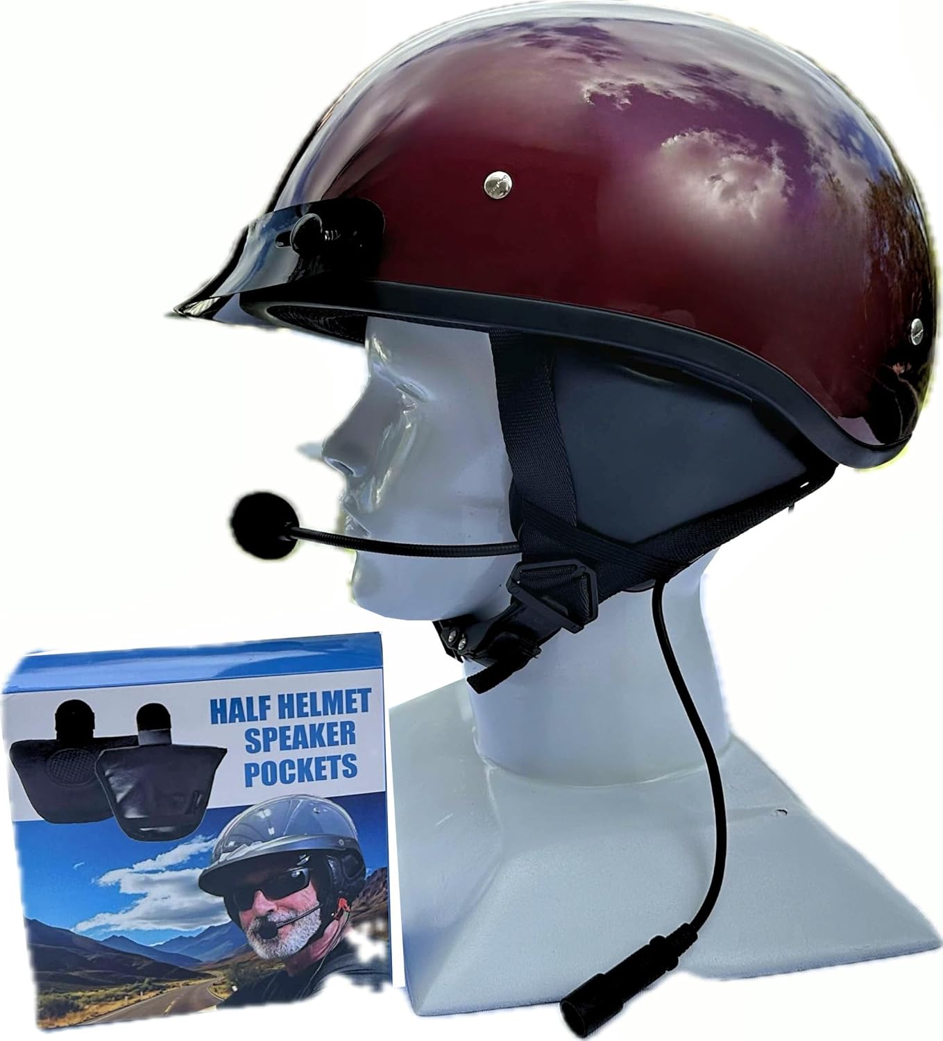 Daytona Helmets Skull Cap Half Helmet- DOT Approved- with Speaker Pockets