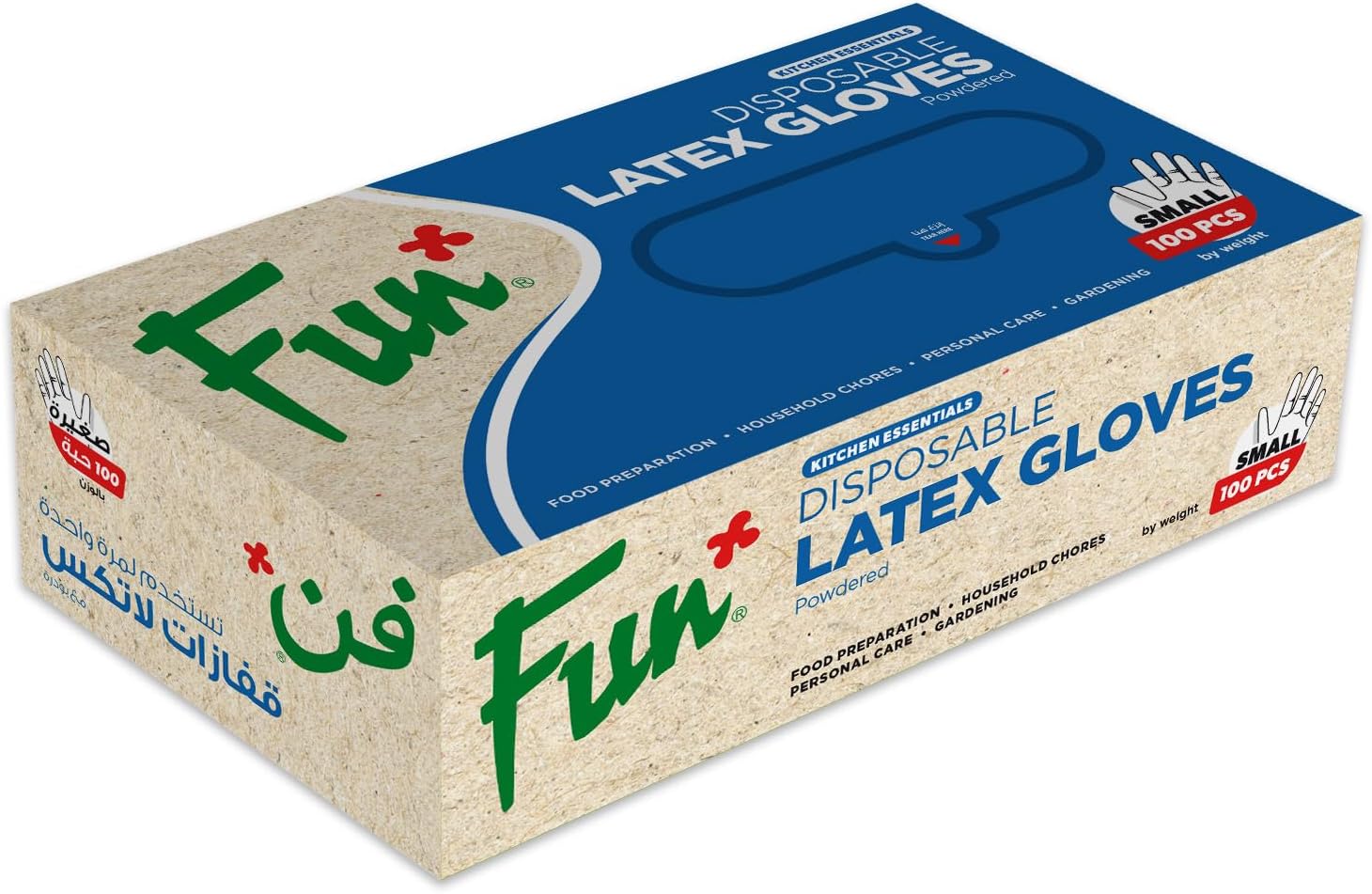 FUN BY AL BAYADER فن Indispensable Latex Disposable Gloves With Powder, Powdered Small Size, Pack Of 100