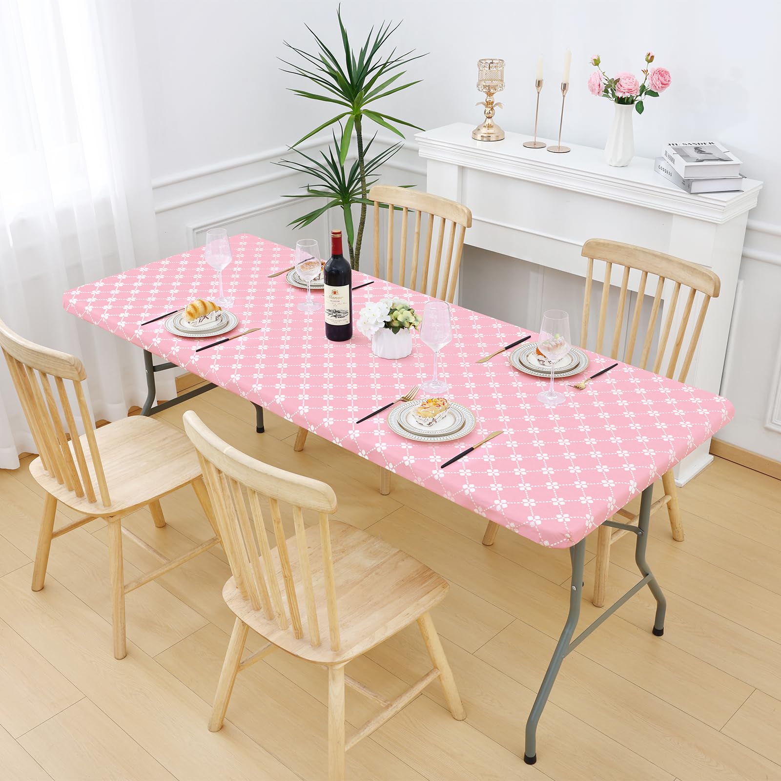 Misaya Vinyl-Tischdecke Mit Flanellrückseite – Wasserdicht, Elastisch, Für 150 Cm Tische (Grau)