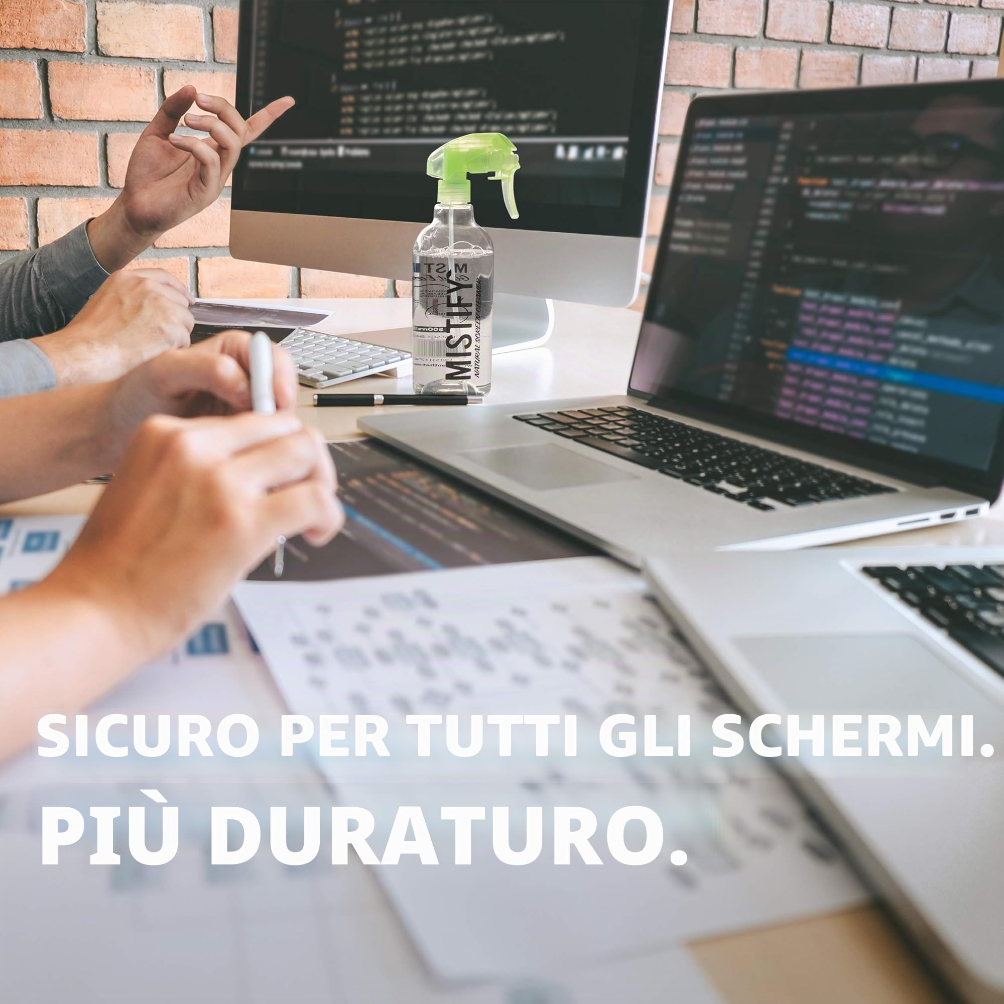 Mistify Pulizia Schermo Naturale 500ml e 2 Panni in Microfibra [Smartphone Tablet Portatili Tastiere Touchscreen Oleofebiche Smartwatch LED TV LCD 4K]