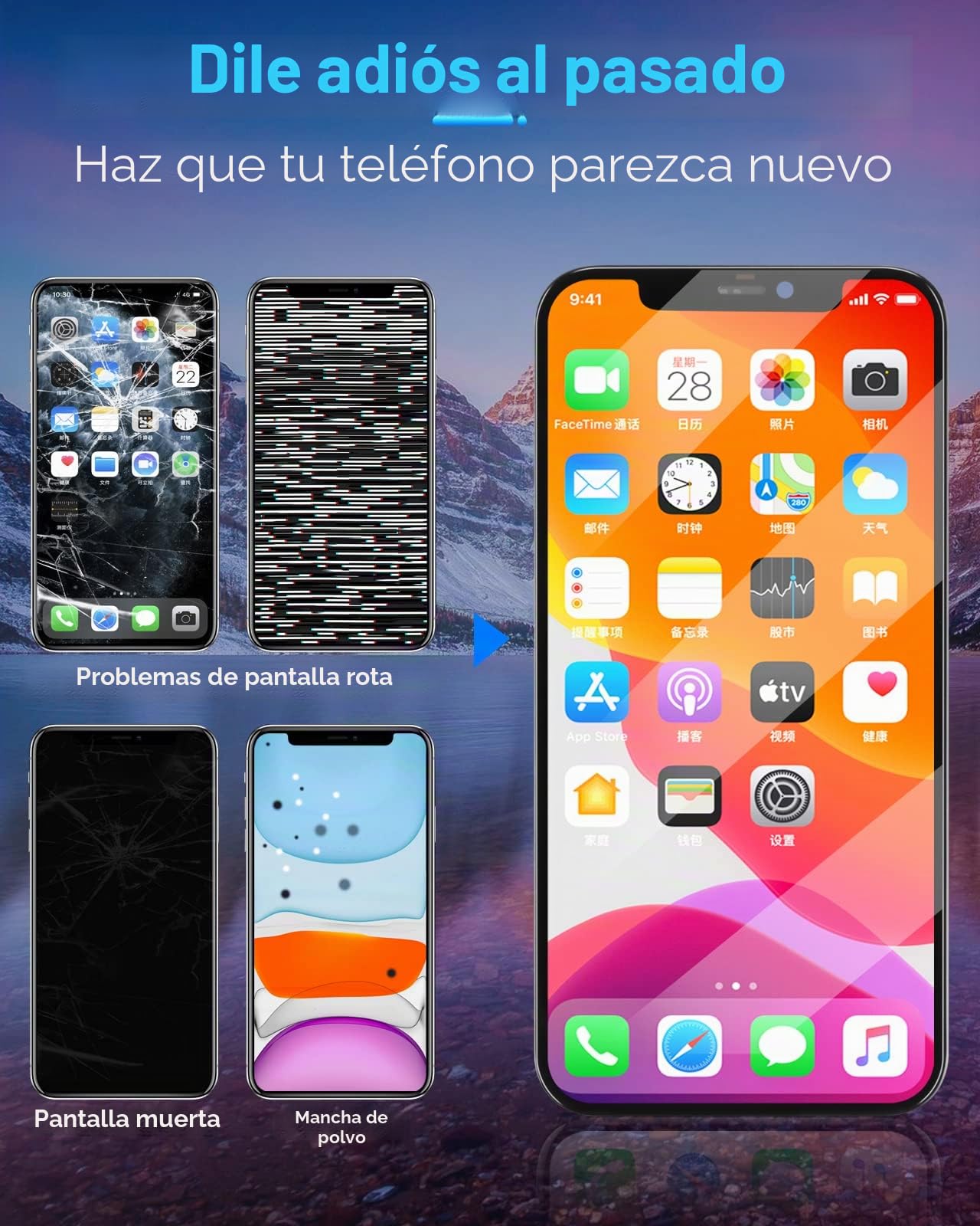 Para iPhone 12 mini pantalla, pantalla LCD para iPhone 12mini 5,8" reemplazo táctil digitalizador Asamblea para iPhone12 mini A2176 A2398 A2400 A2399 con kit de reparación y protector de pantalla
