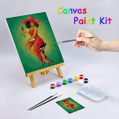 Miniatura 2 de Nuberlic Kit de pintura en lienzo de 8 x 10 pulgadas, lienzo predibujado para pintura para adultos, regalo de cumpleaños, kit de pintura temática,
