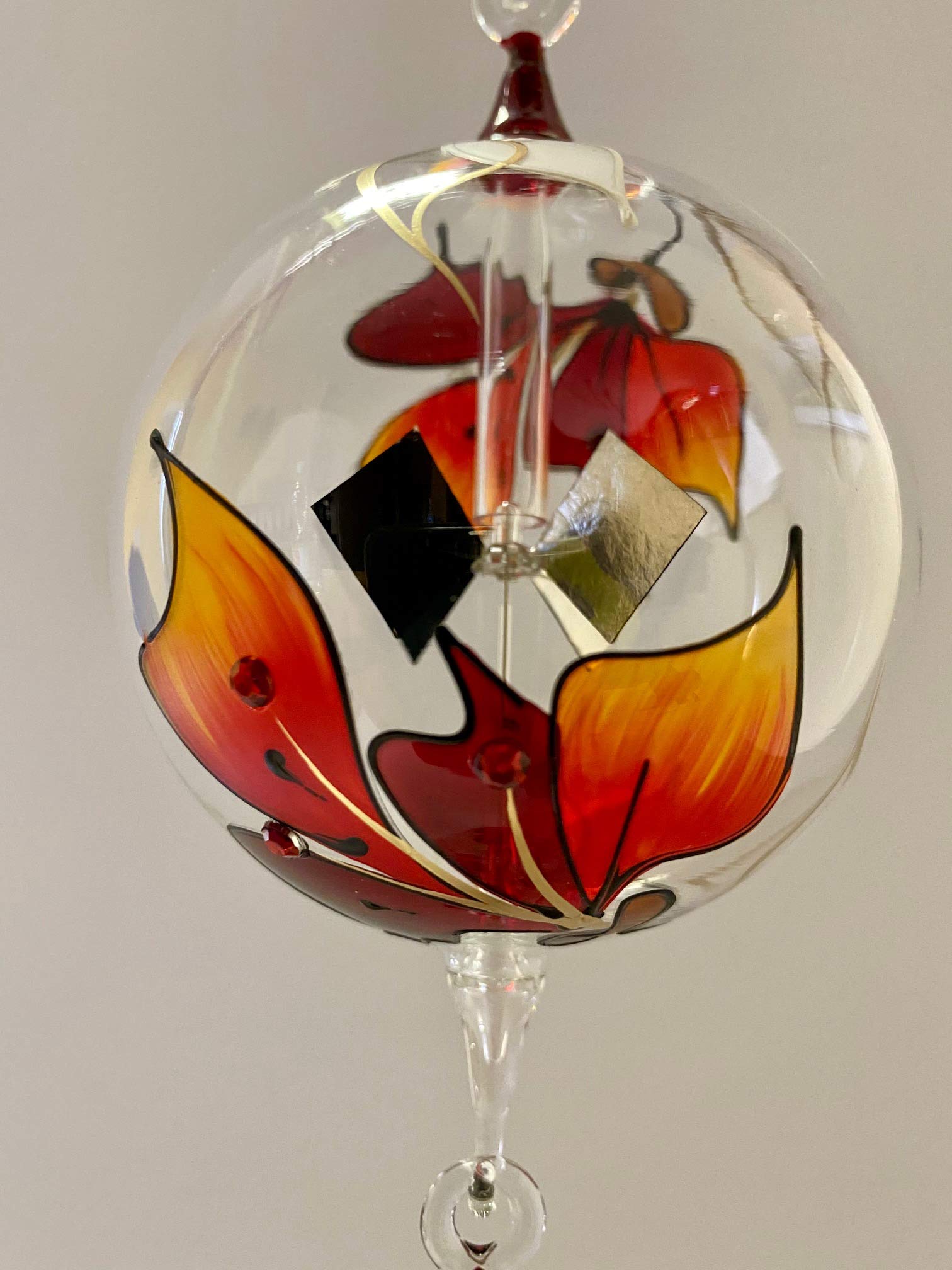 Lichtmühlen Sonnenmühlen Solarenergie Glaskunst Glasmalerei - Glas Kugel Set 4-teilig, meisterliches Kunsthandwerk, faszinierender Blickfang, Fenster Dekoration, ca. 10 x 45 cm