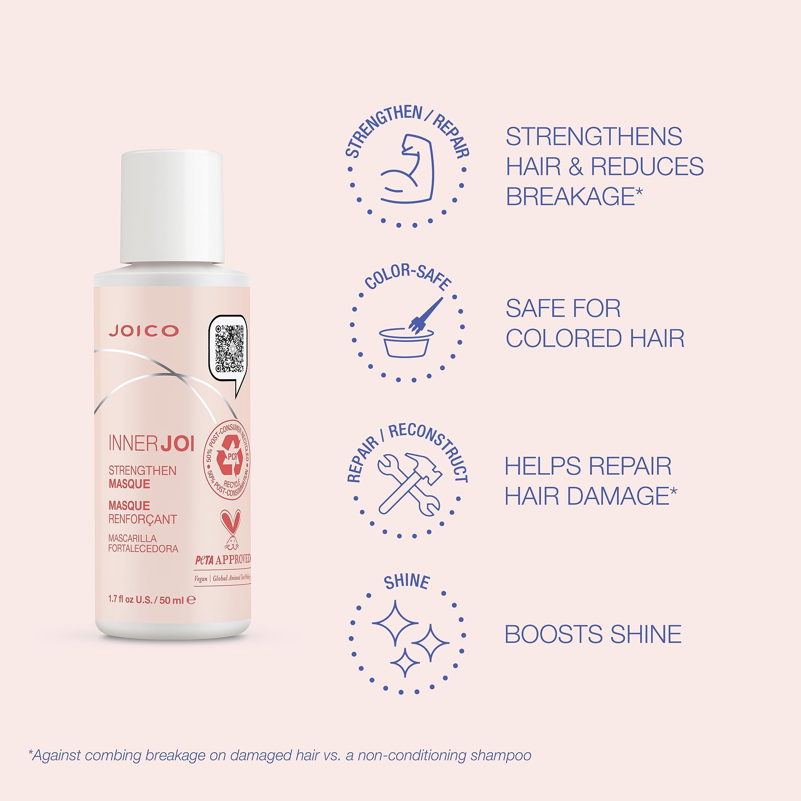 Joico InnerJoi Strengthen Oil Cream Masque | For Damaged, Color-Treated Hair | Sulfate & Paraben Free | Naturally-Derived Vegan Formula