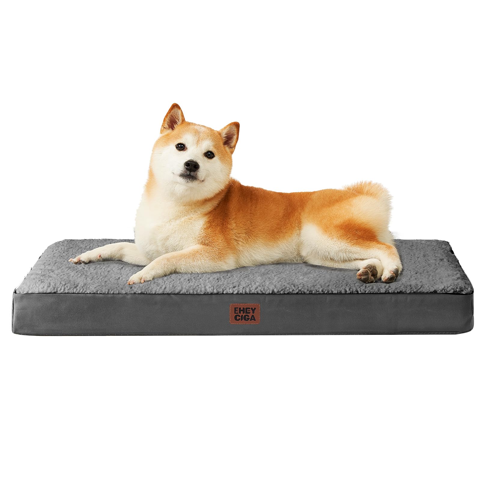 EHEYCIGA Cuccia Cane Interno Taglia Grande L, (91L x 69W cm) Ortopedica Cuscino per Cani, Cuscino Cane Sfoderabile e Lavabile, Ortopedico Lettino per Cani, Orthopedic Dog Bed, Grigio