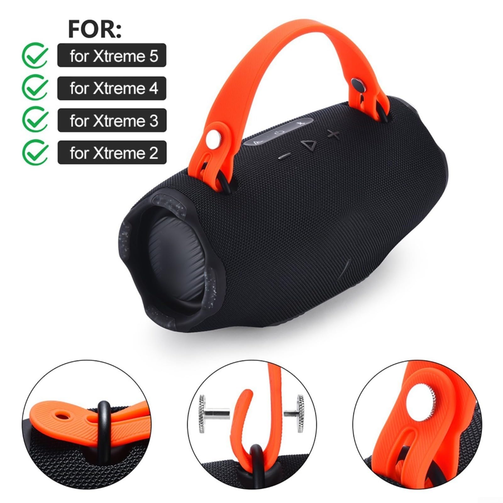HpLive Mango de altavoz para JBL, correa de mano de silicona para JBL para altavoces Xtreme 5/4/3/2, asa antideslizante para un agarre seguro (negro)
