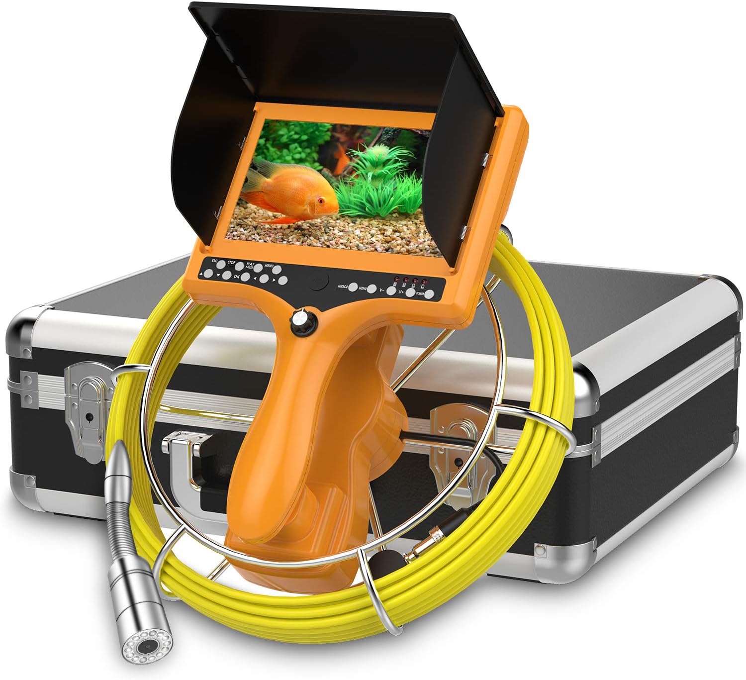 HBUDS Pipeline Sewer Inspection Camera in Hand 30M Drain Plumbing Industrial Endoscope 1000TVL Camera DVR Recorder, Inspection System 7 Inch LCD Video Snake Camera (PIC30M-DVR)