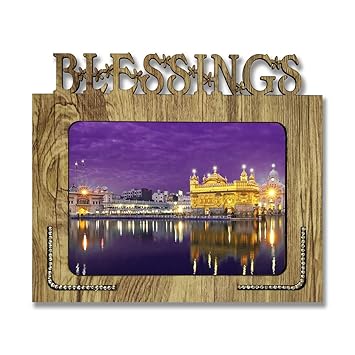 PnF Blessings Hand Crafted Wooden Table with Photo of Golden Temple Amritsar Size of Photo Frame (9 * 7.75inch, Multicolor, MDF)