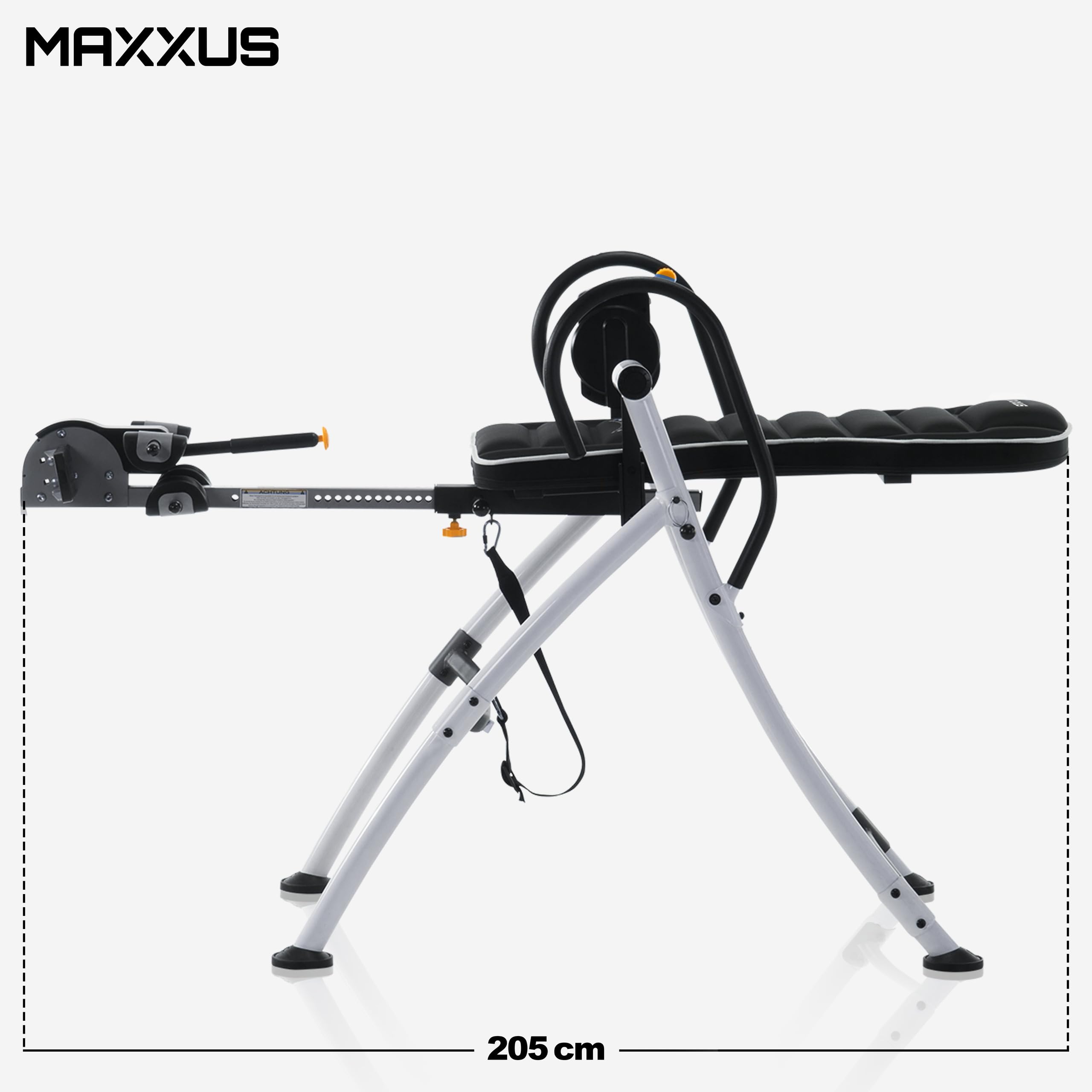 MAXXUS Panca a Inversione Gravity Pro 2 - Gravitazionale, Pieghevole, Altezza e Inclinazione Regolabili, Imbottito, Max 160 kg, fino a 206 cm - Tavolo Inversione, Schiena, Panca Inversa