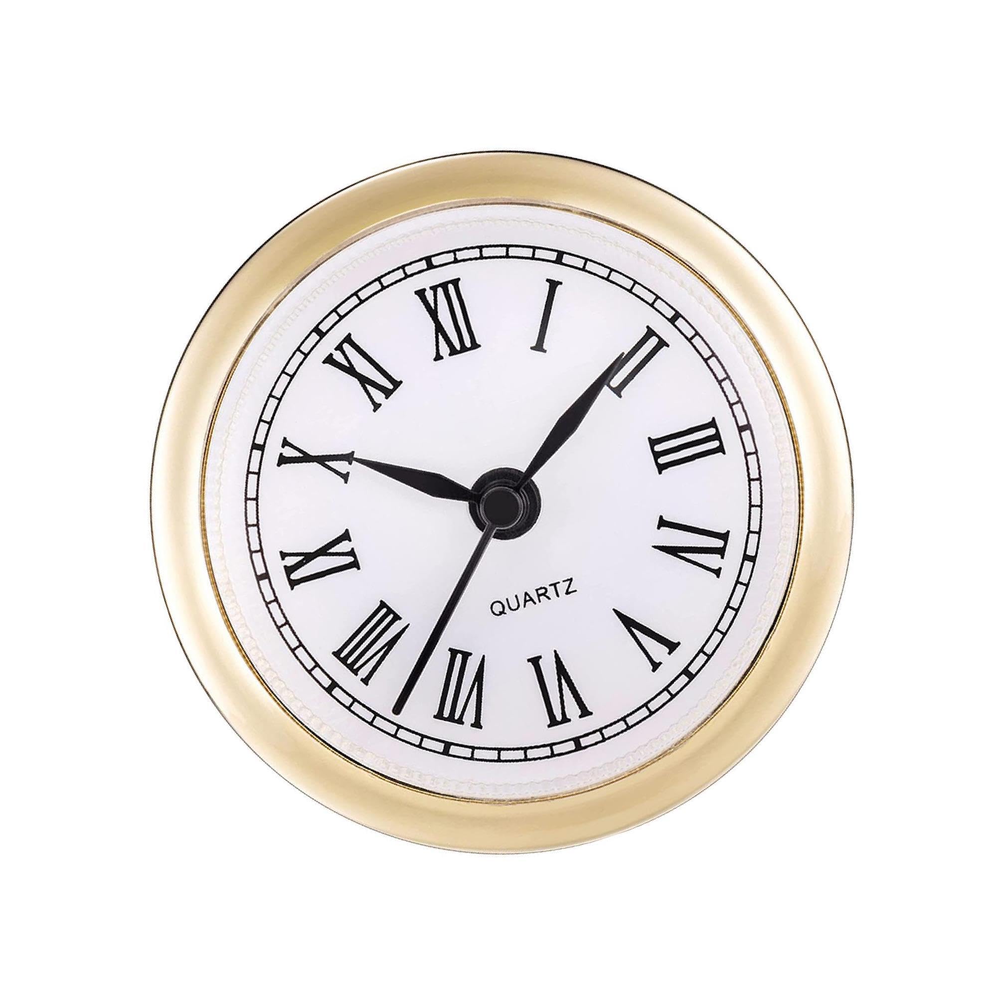 mophrati Stylish 4inch Quartz Clock Insert Movement Wall Clock with Roman Numeral, Gold, 61mm