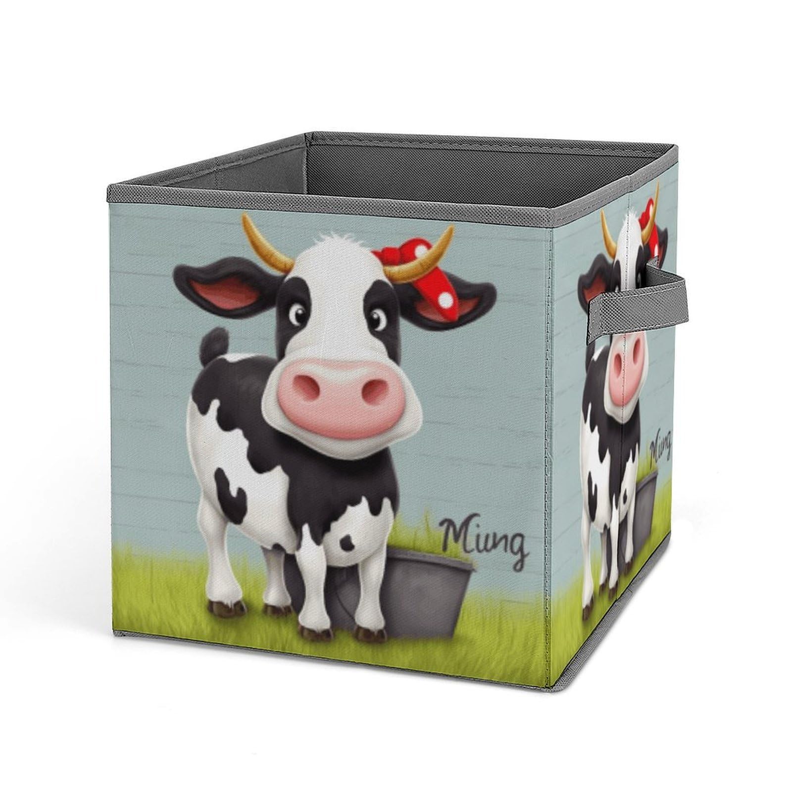 JTREHY Cute Cow Storage Bins Sturdy Large Capacity Folding Sorting Boxes Convenient Stable Storage Box Collapsible Fabric Storages Cubes Organizer with Handles