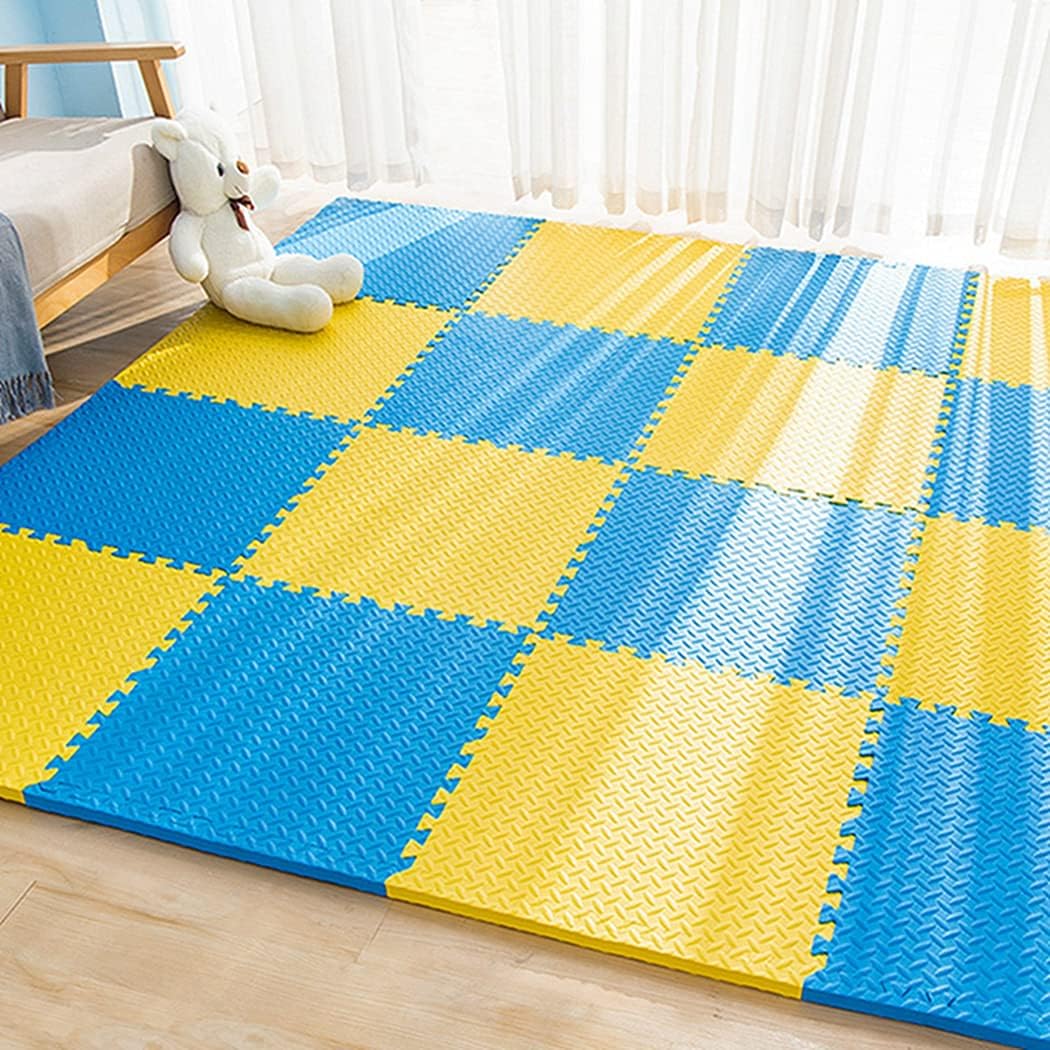 ジョイントマット 厚み1 0cm 子供 パズルマット 30cm 赤ちゃん おしゃれ サイドパーツ付 厚手 汚れ防止 人気 衝撃吸収 洗える プレイマット 滑り止め 子供部屋 16枚 ブルー イエロー ジョイントマット 厚み1 0cm 子供 パズルマット 30cm 赤ちゃん おしゃれ サイドパーツ付 厚手 汚れ防止 人気 衝撃吸収 洗える プレイマット 滑り止め 子供部屋 16枚 ブルー イエロー