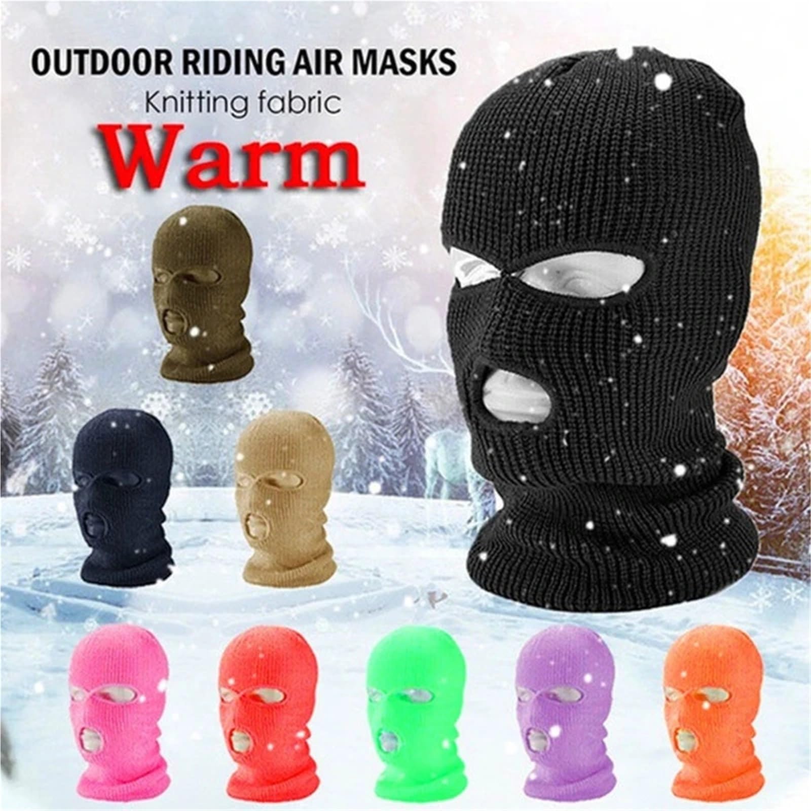 2Pcs Winter Men Hat Mask 3 Hole Full Face Ski Cap for Skiing para Esquí Ciclismo